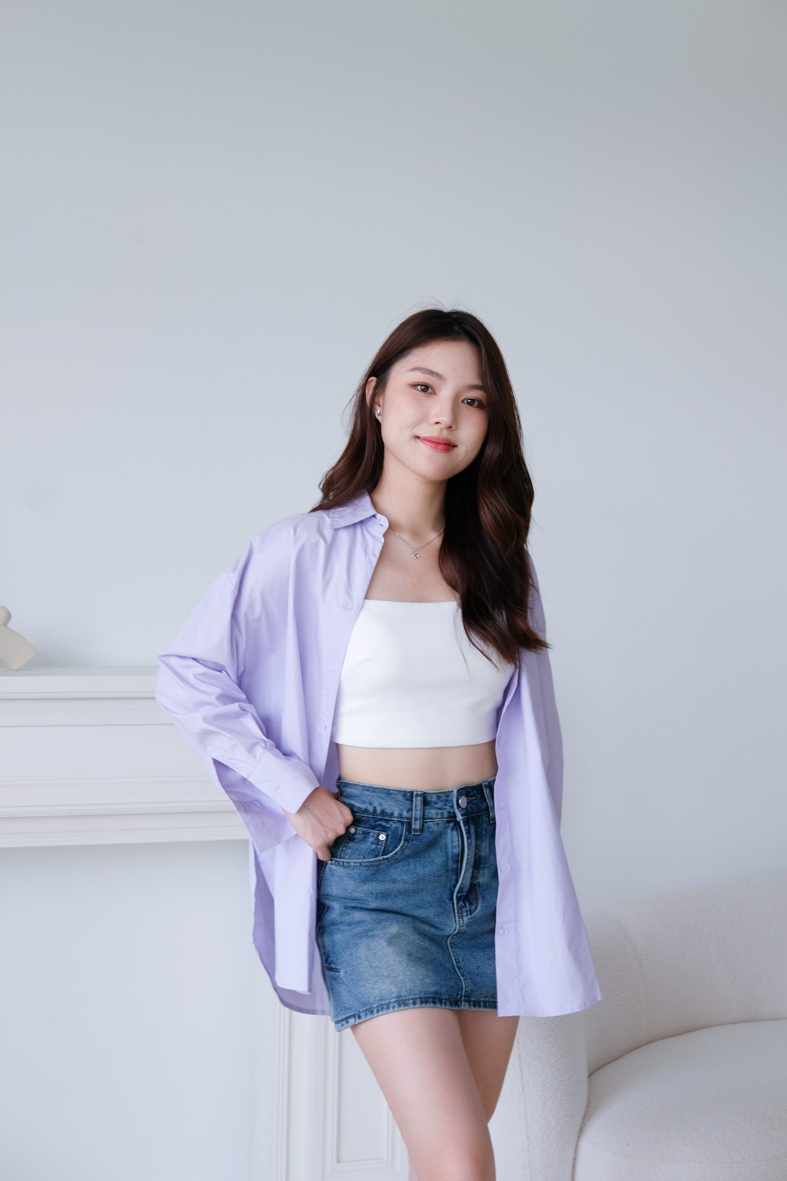 Rileen Boyfriend Oversized Shirt (Lilac)