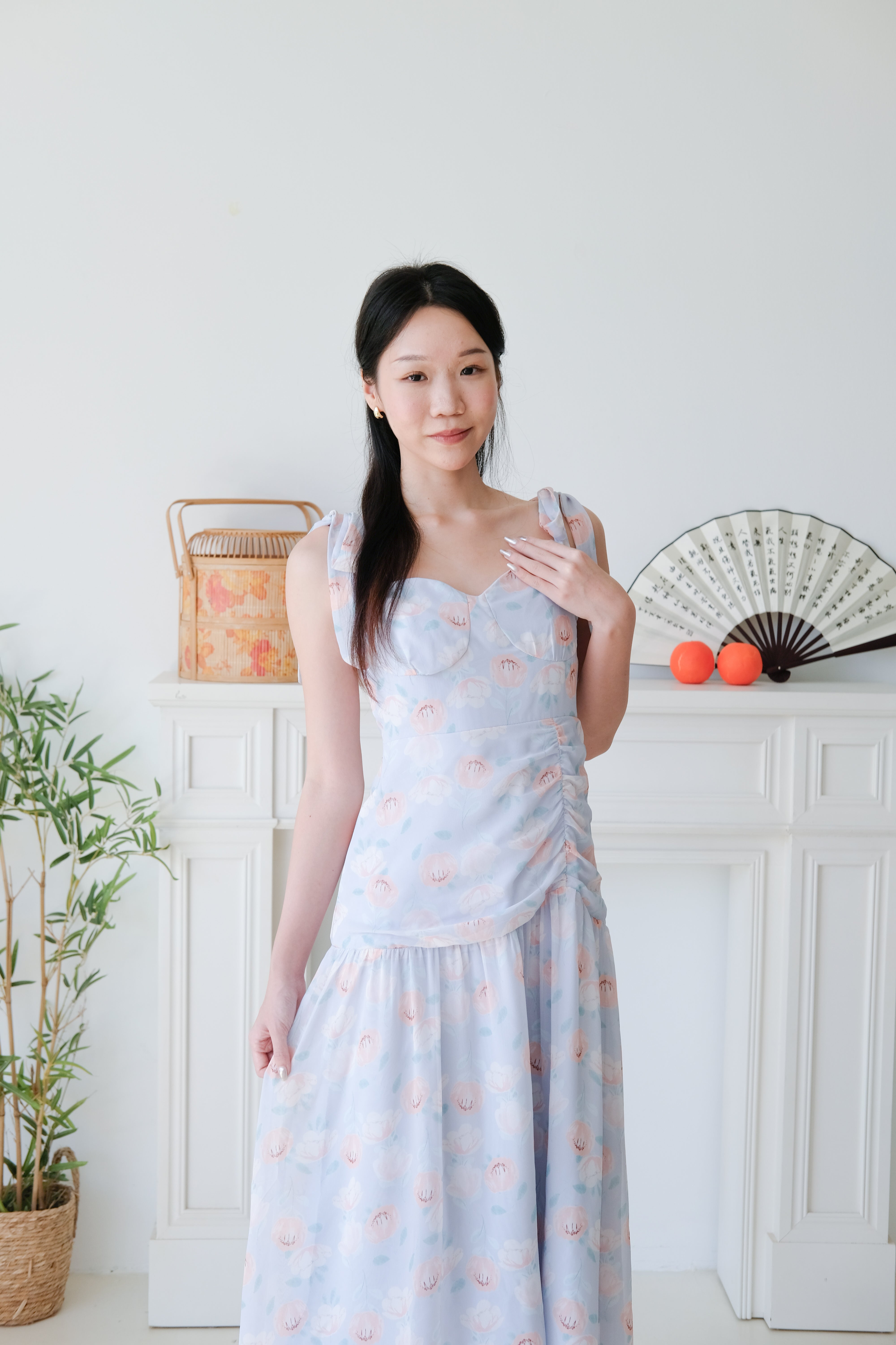 Melody Sweetheart Floral Maxi Dress (Baby Blue)