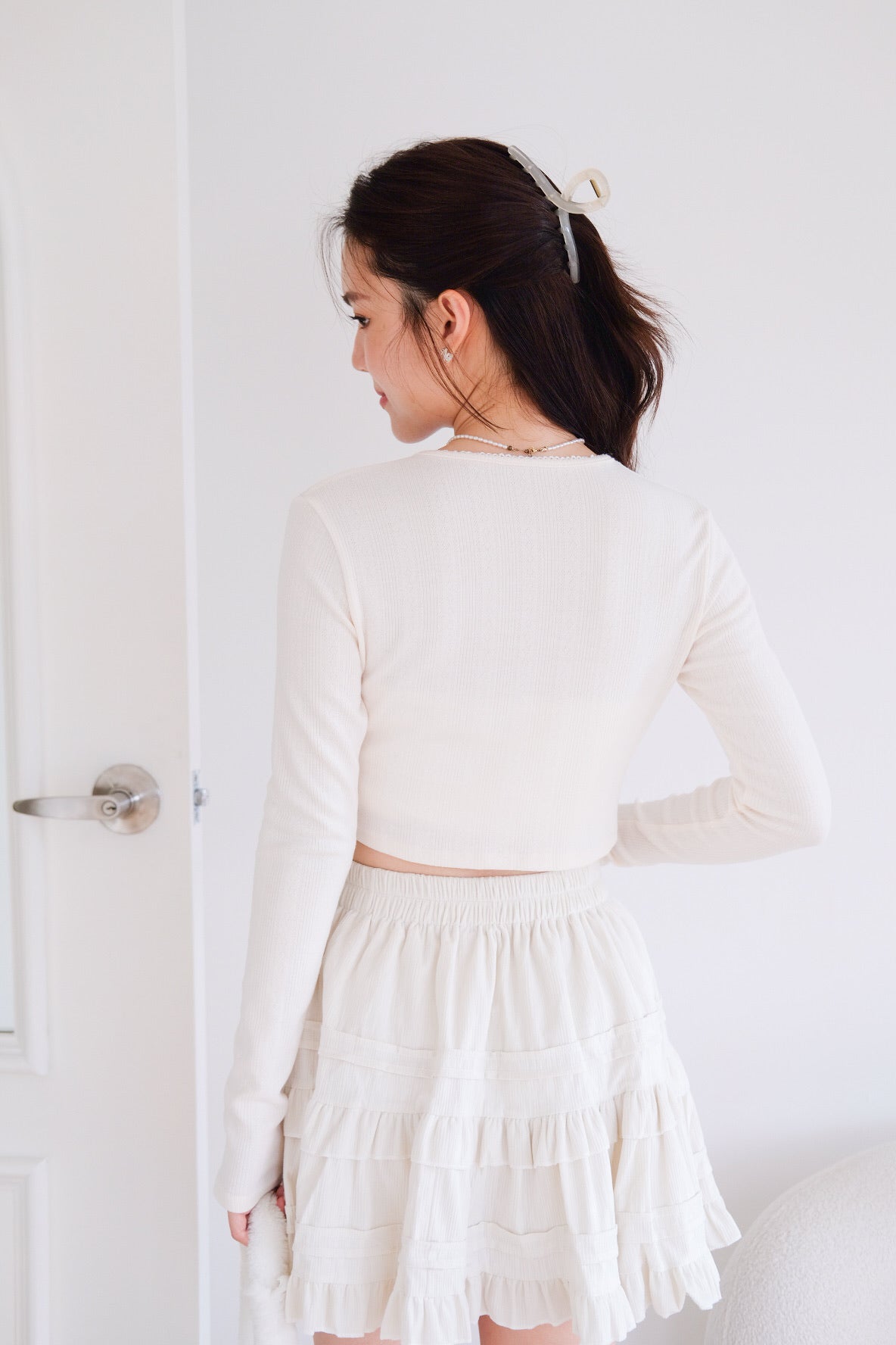 Danielle Cropped Cardigan (Cream)