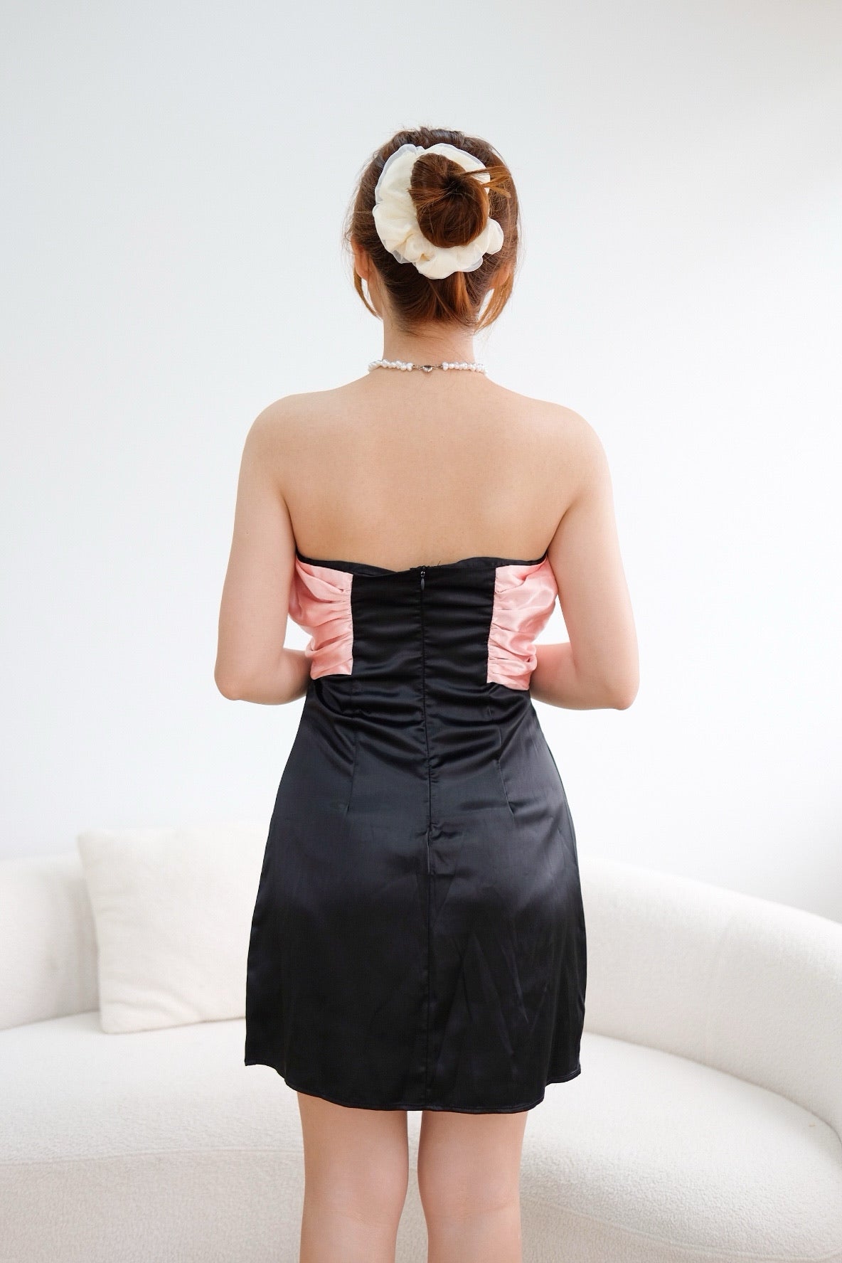 Black Ribbon Tube Satin Dress