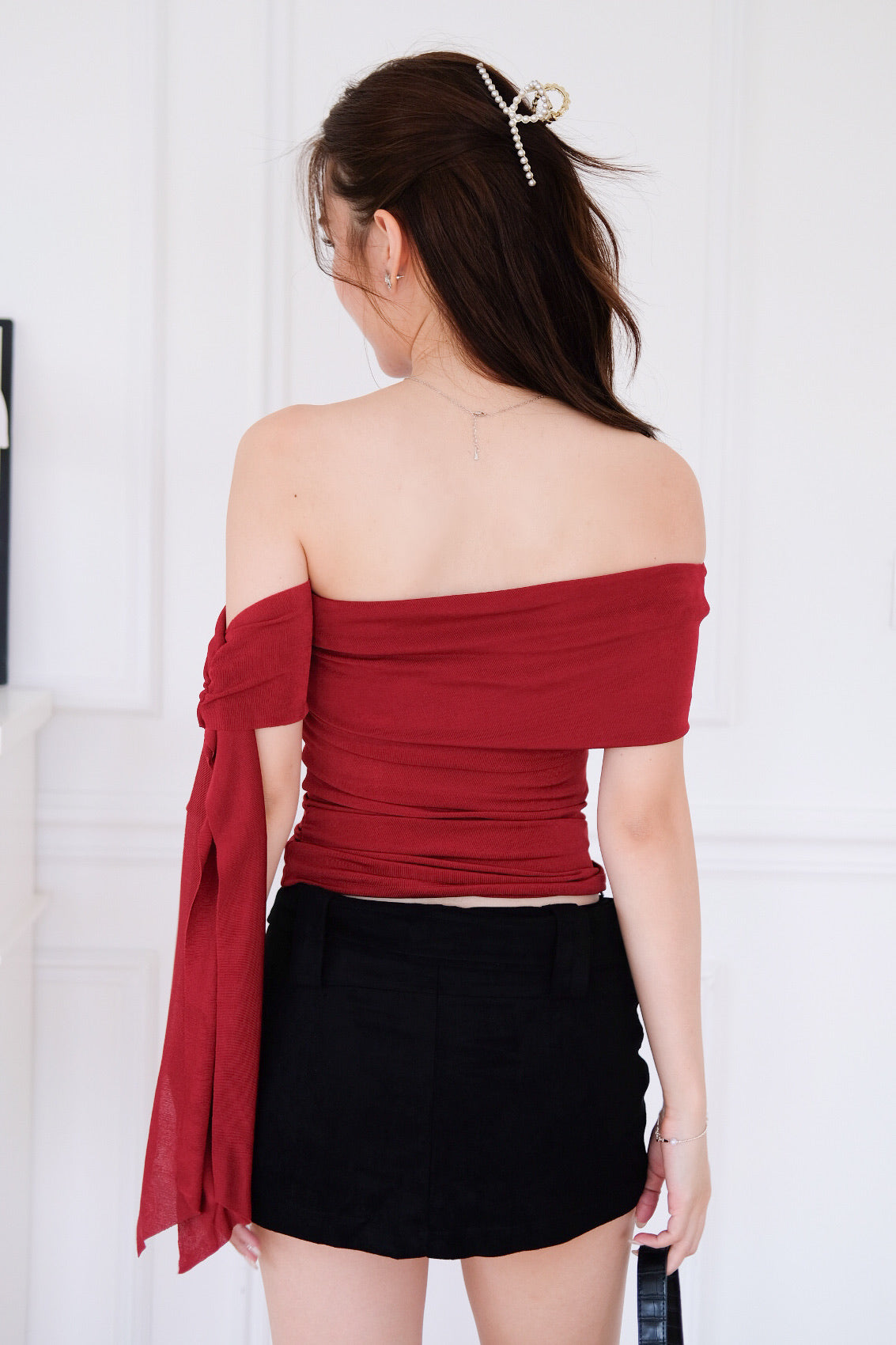 Erika Draped Off Shoulder Top (Wine)