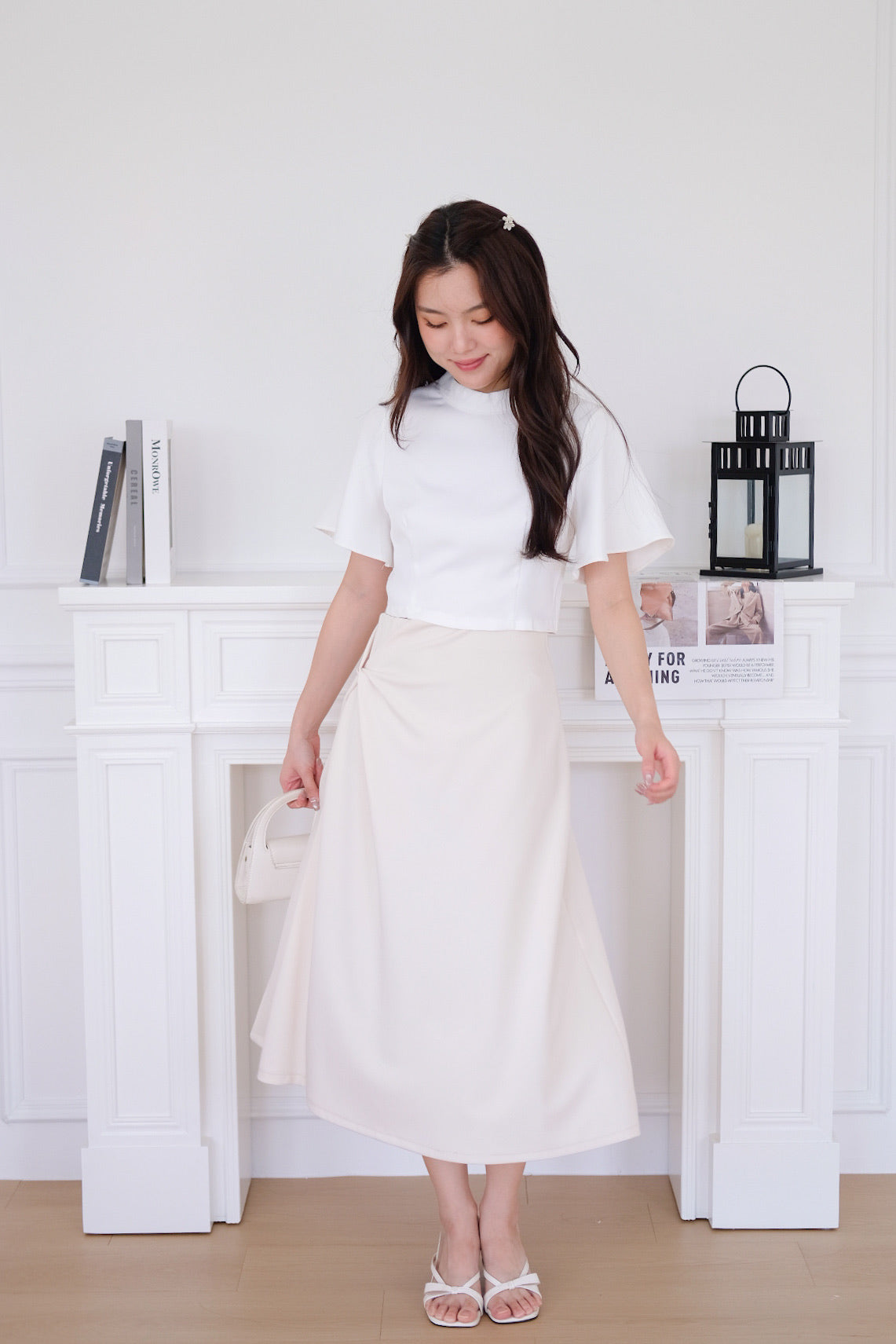 Grace Twist A Line Skirt (Cream)