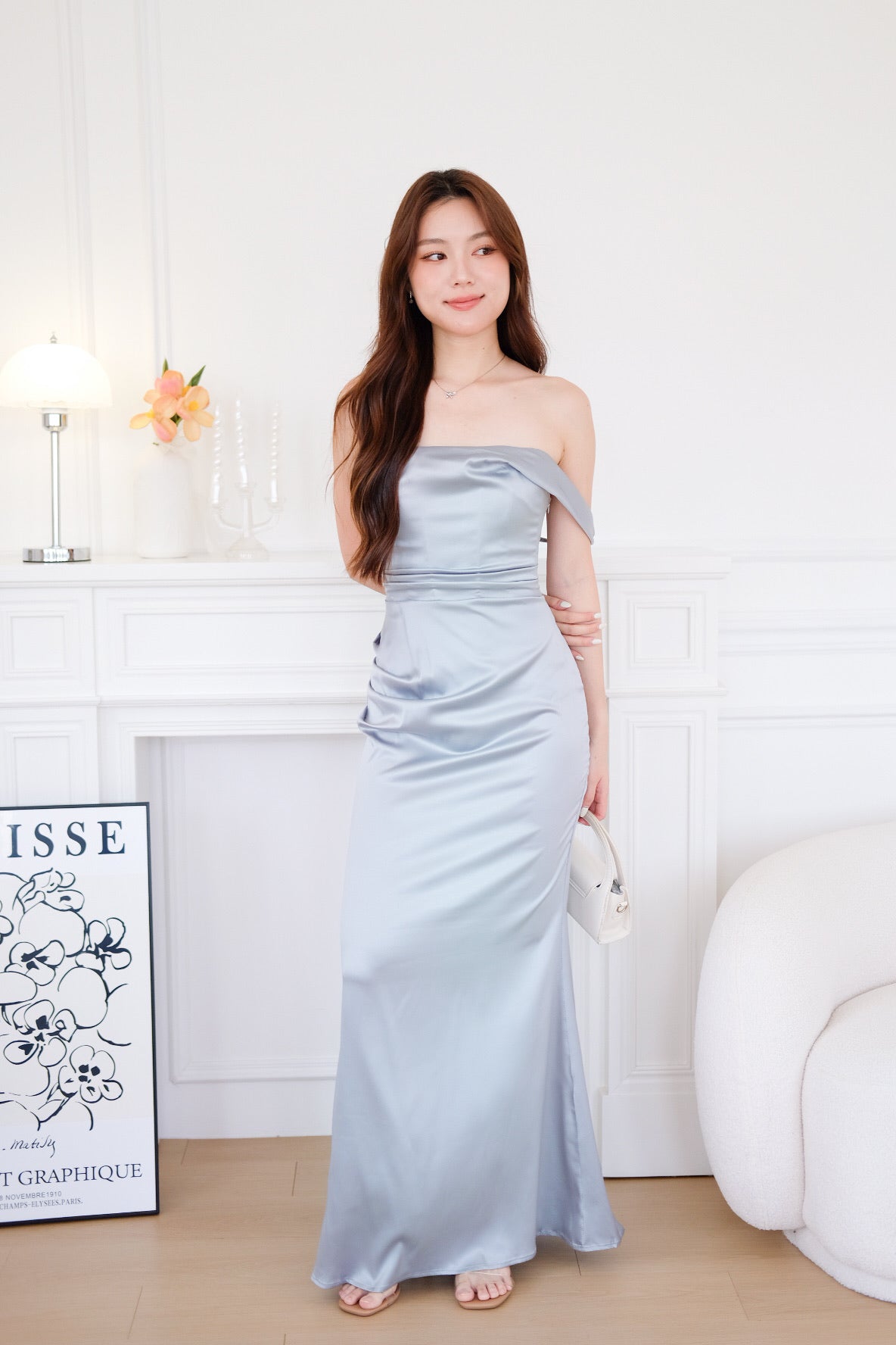 Ophelia Satin Mermaid Maxi Dress (Sage)