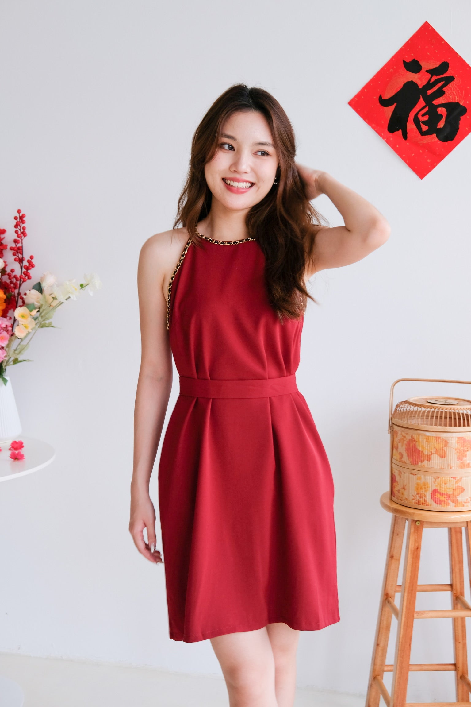 Raine Halter Loose Dress (Wine)