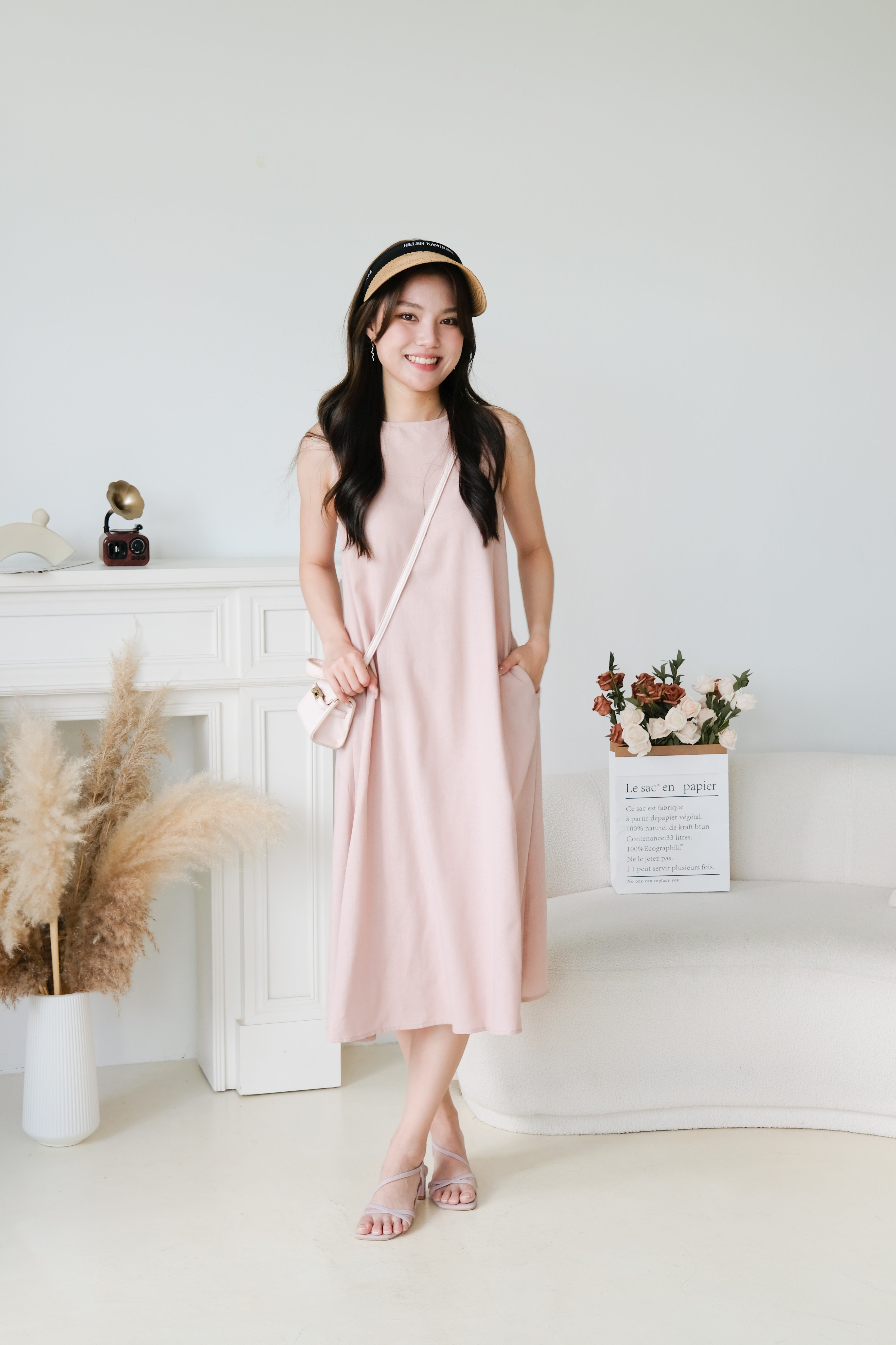 Cara Muji Column Loose Dress (Light Pink)