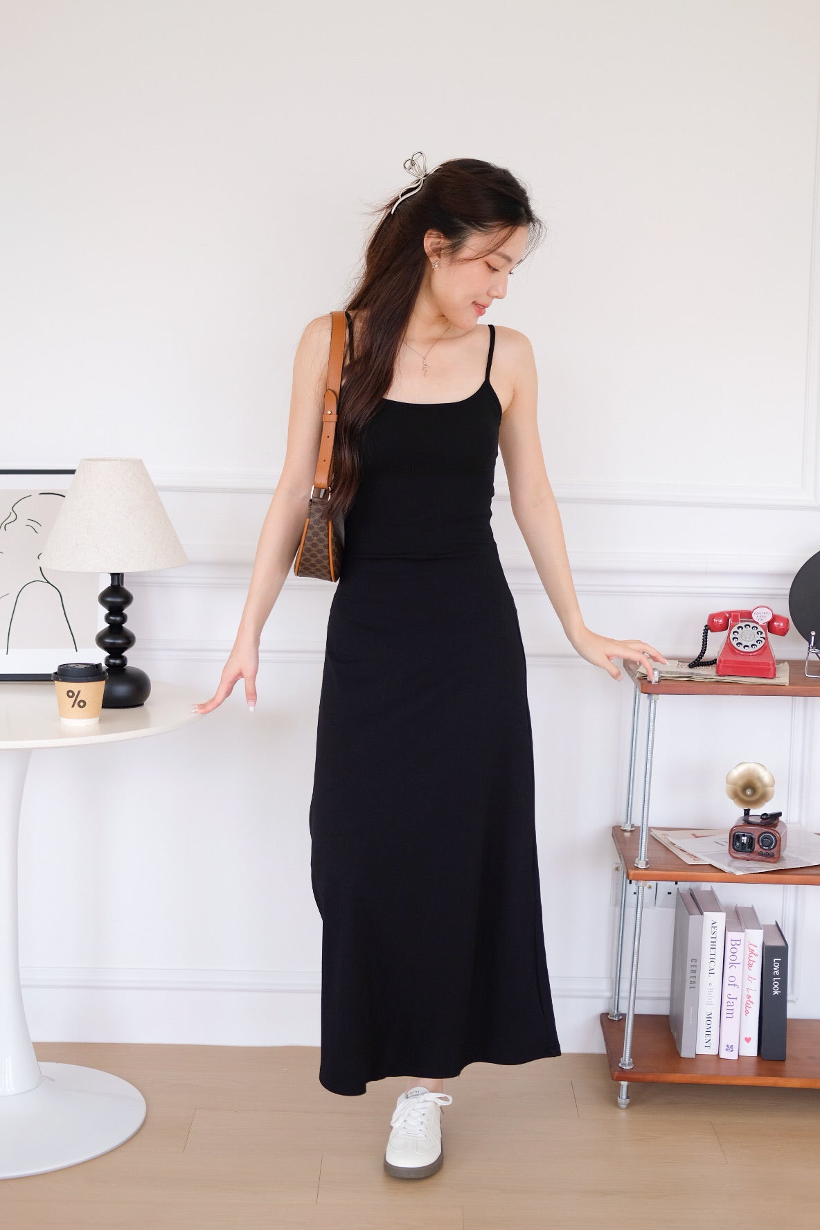 Avery Padded Skater Maxi Dress (Black)