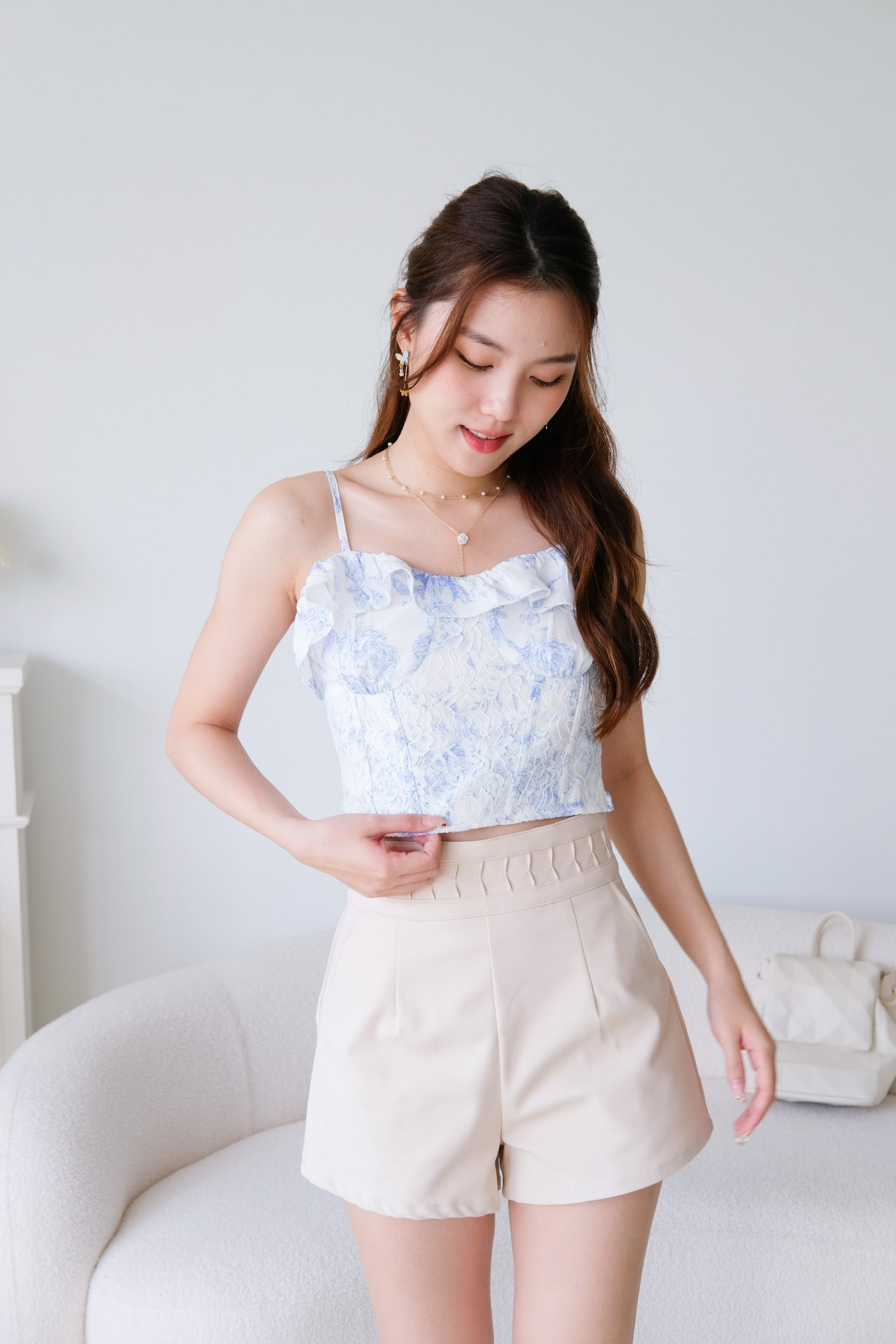 Andrea Abstract Ruffle Crop (Sky Blue)