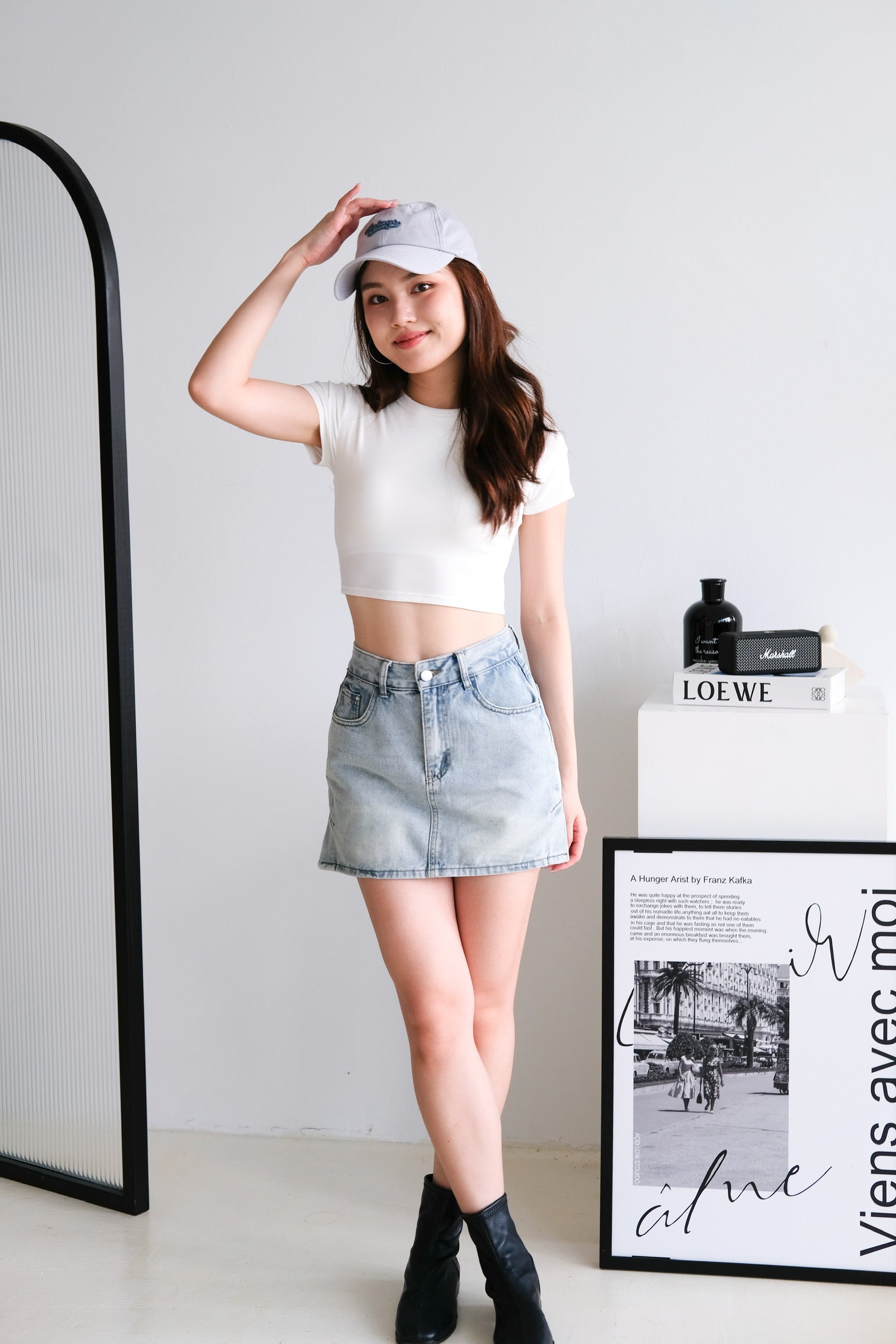 Beth Padded Crop Tee (White)