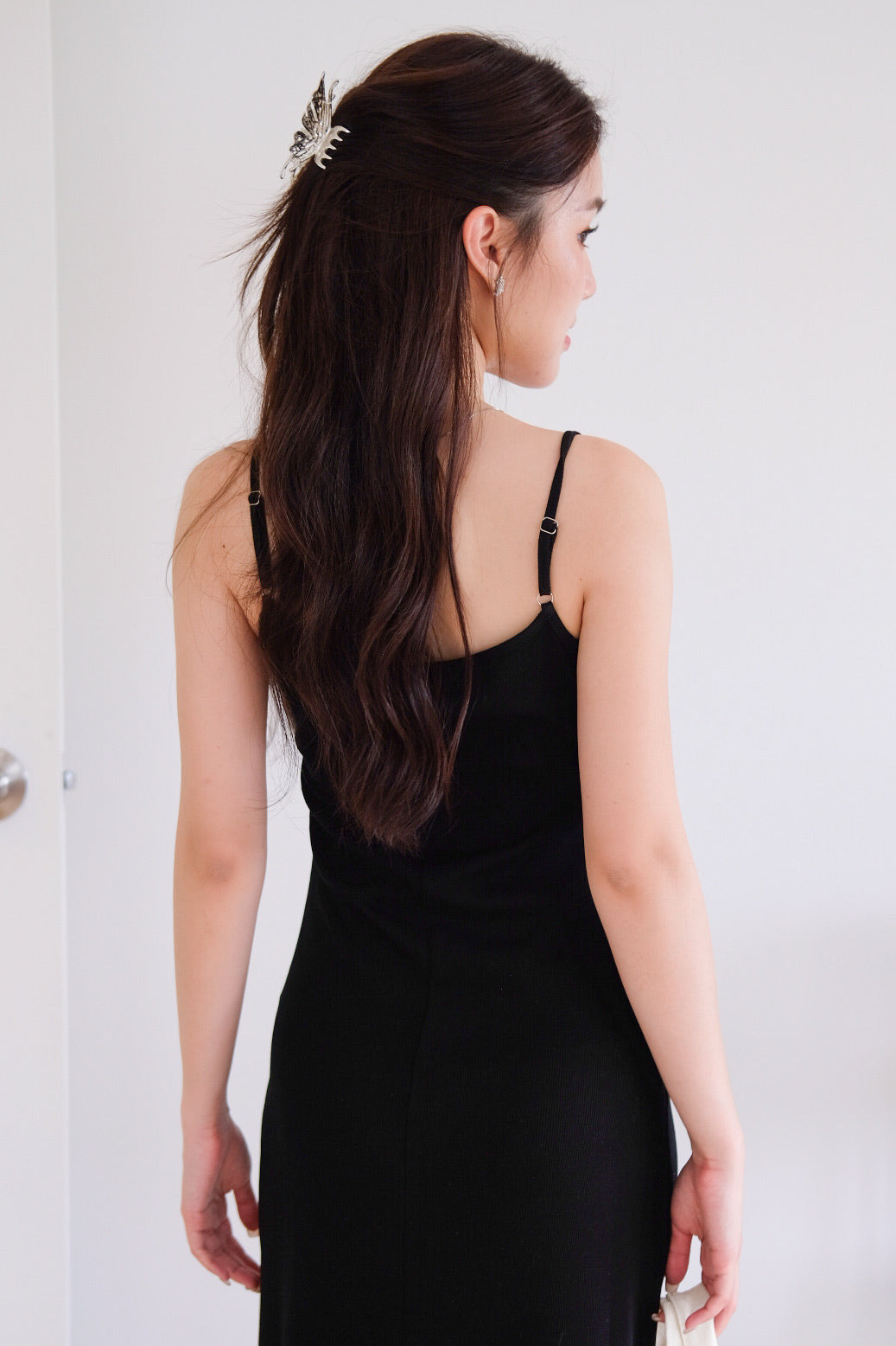 Jocelyn Padded Ribbed A Line Dress (Black)