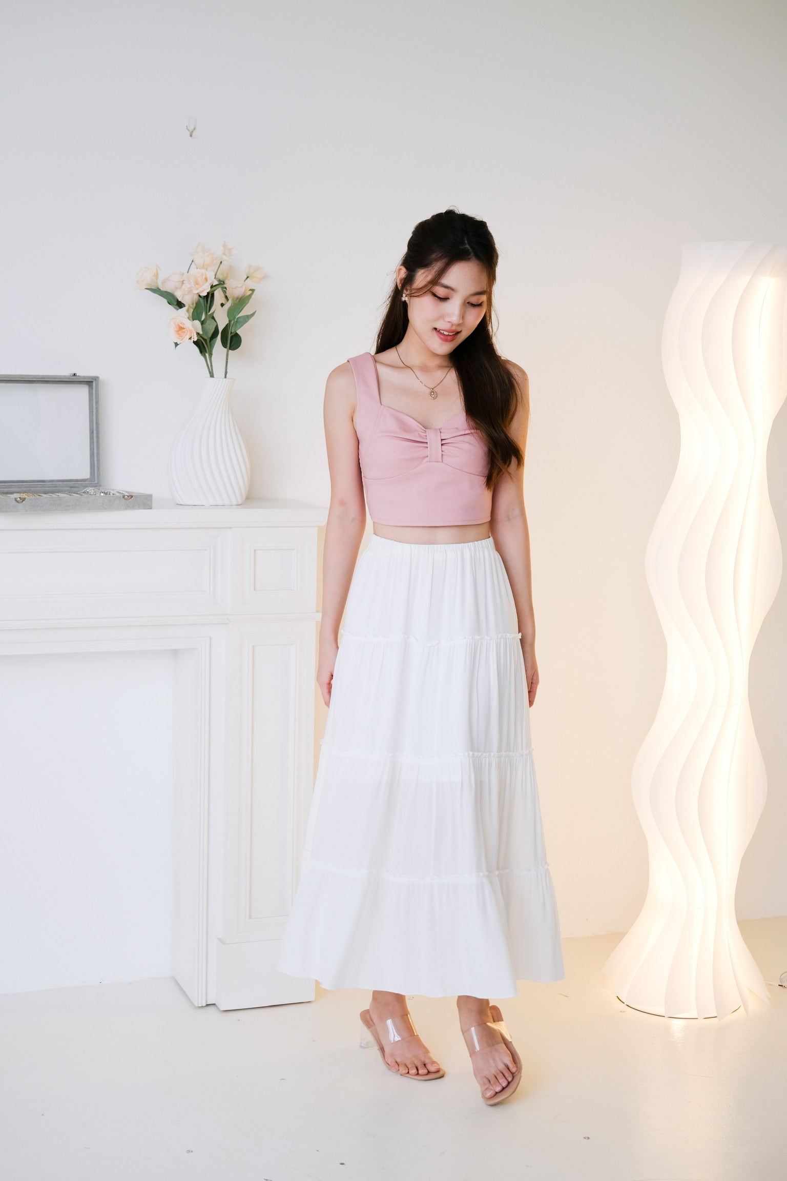 Willabel Bow Crop Top (Nude Pink)