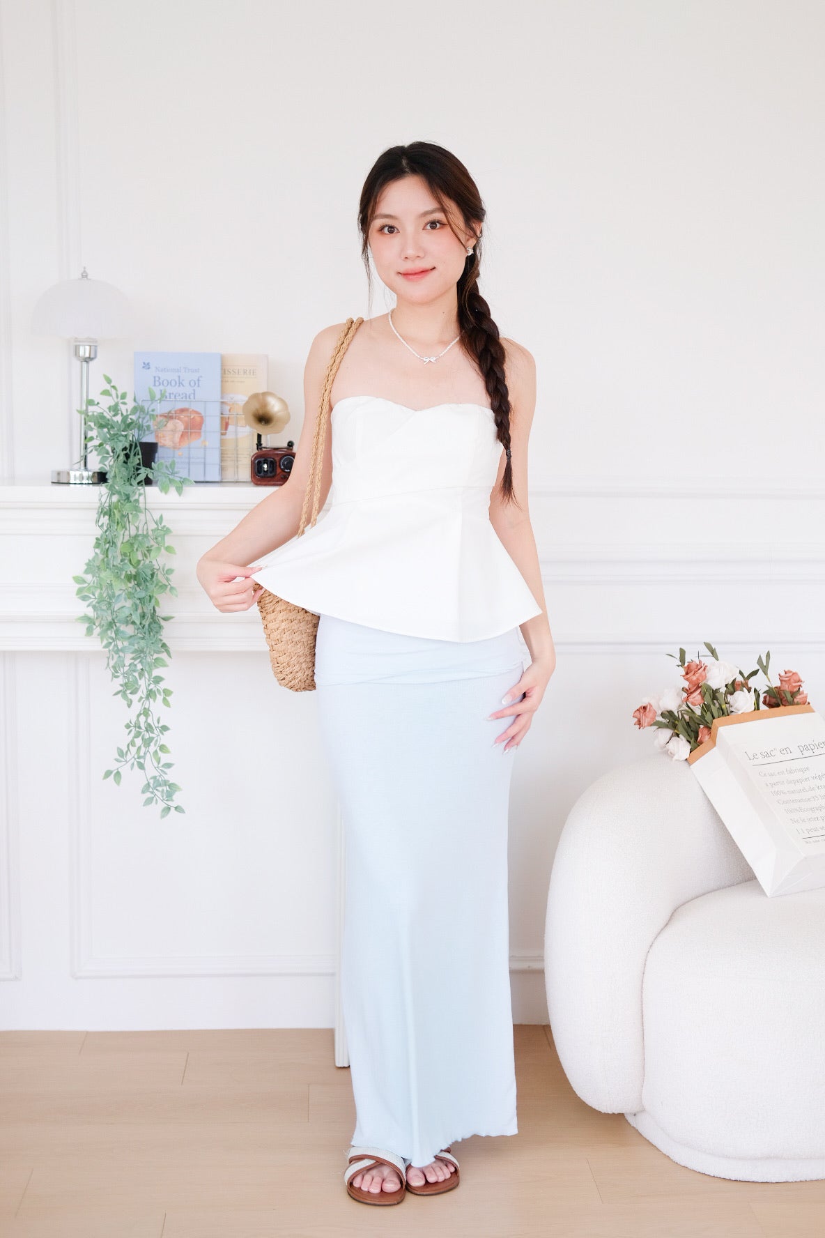 Riviera 2 Ways Padded Peplum Top (White)
