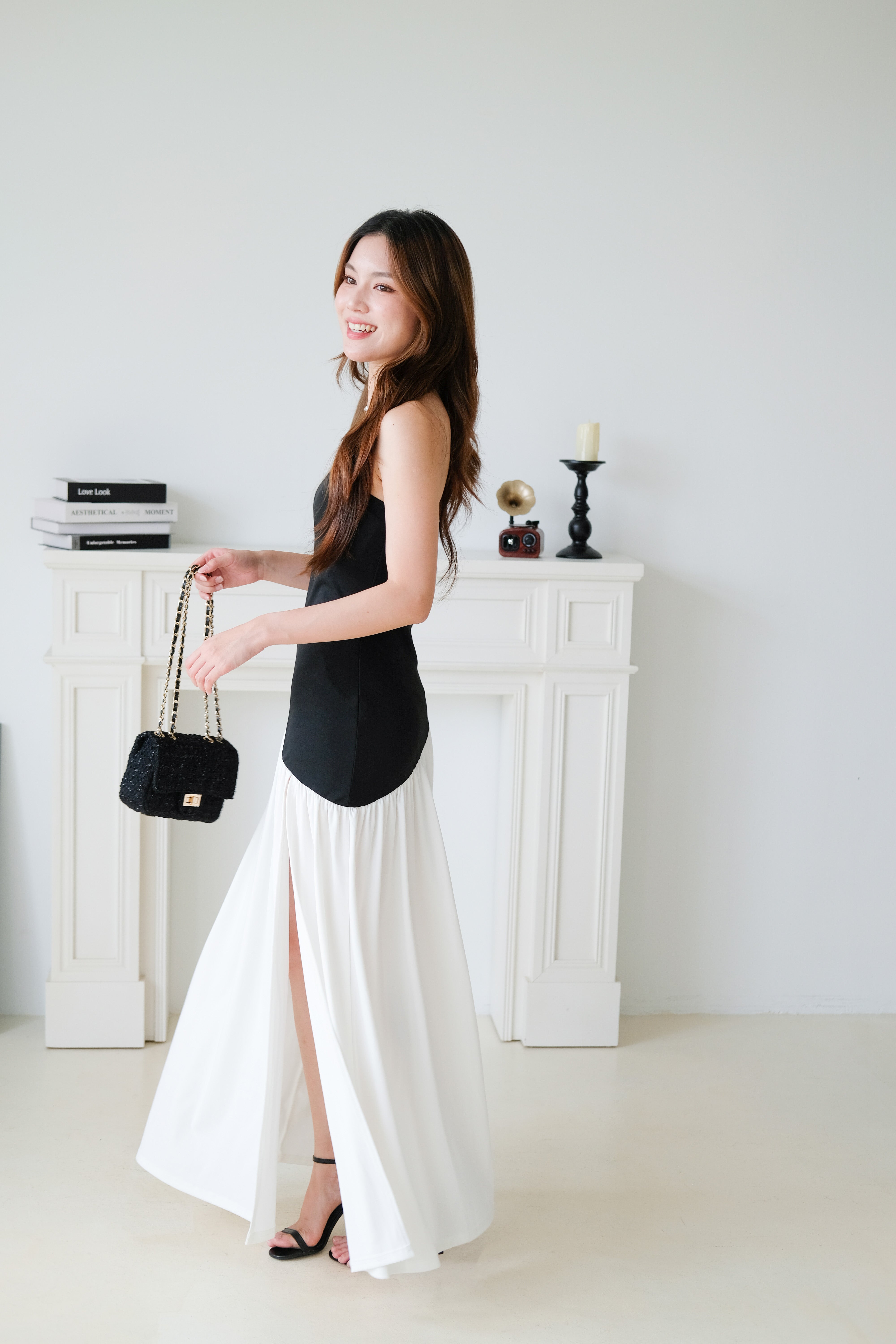 Edith Contrast Tube Dress (Black)