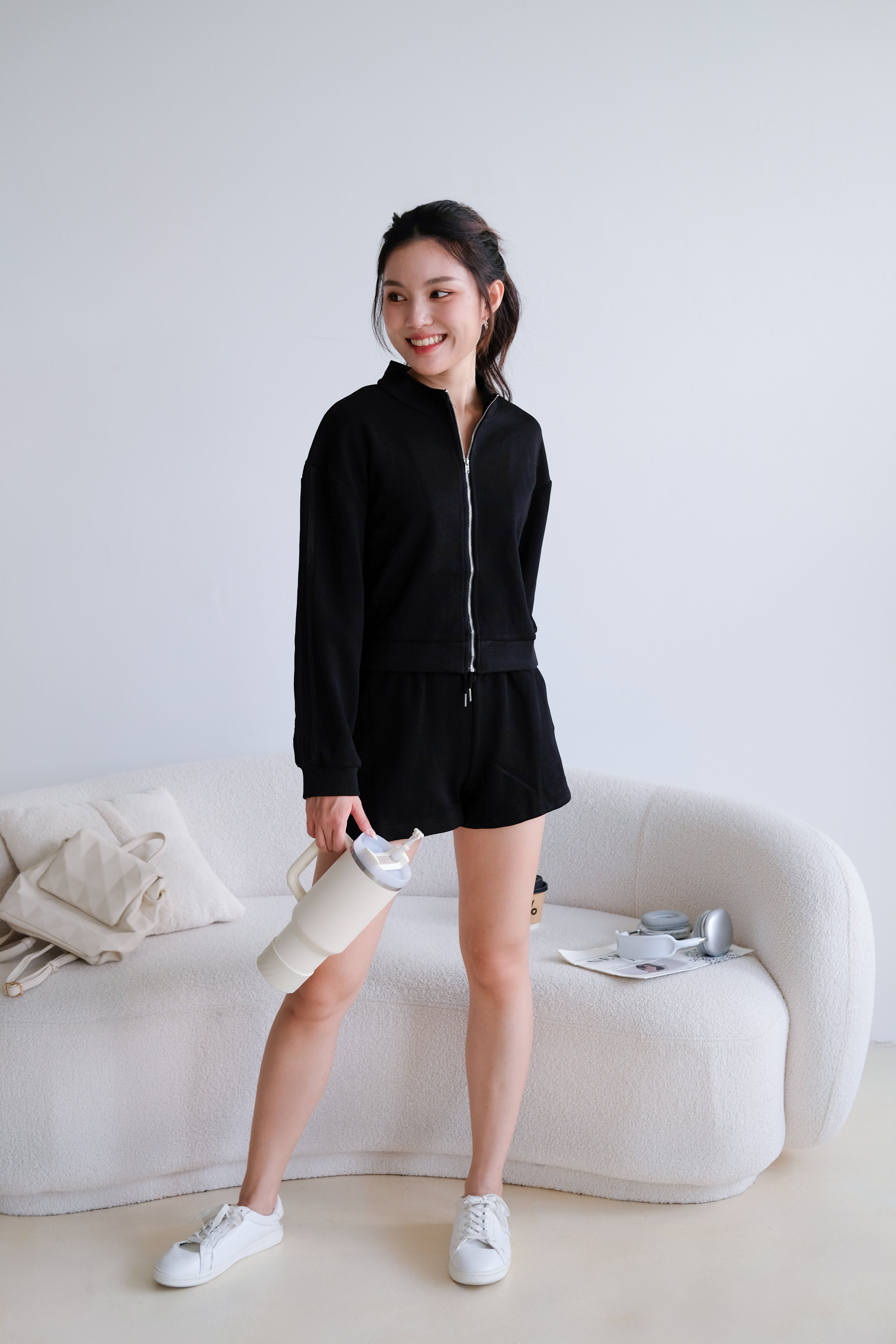 Day Off Stripes Lounge Set (Black)