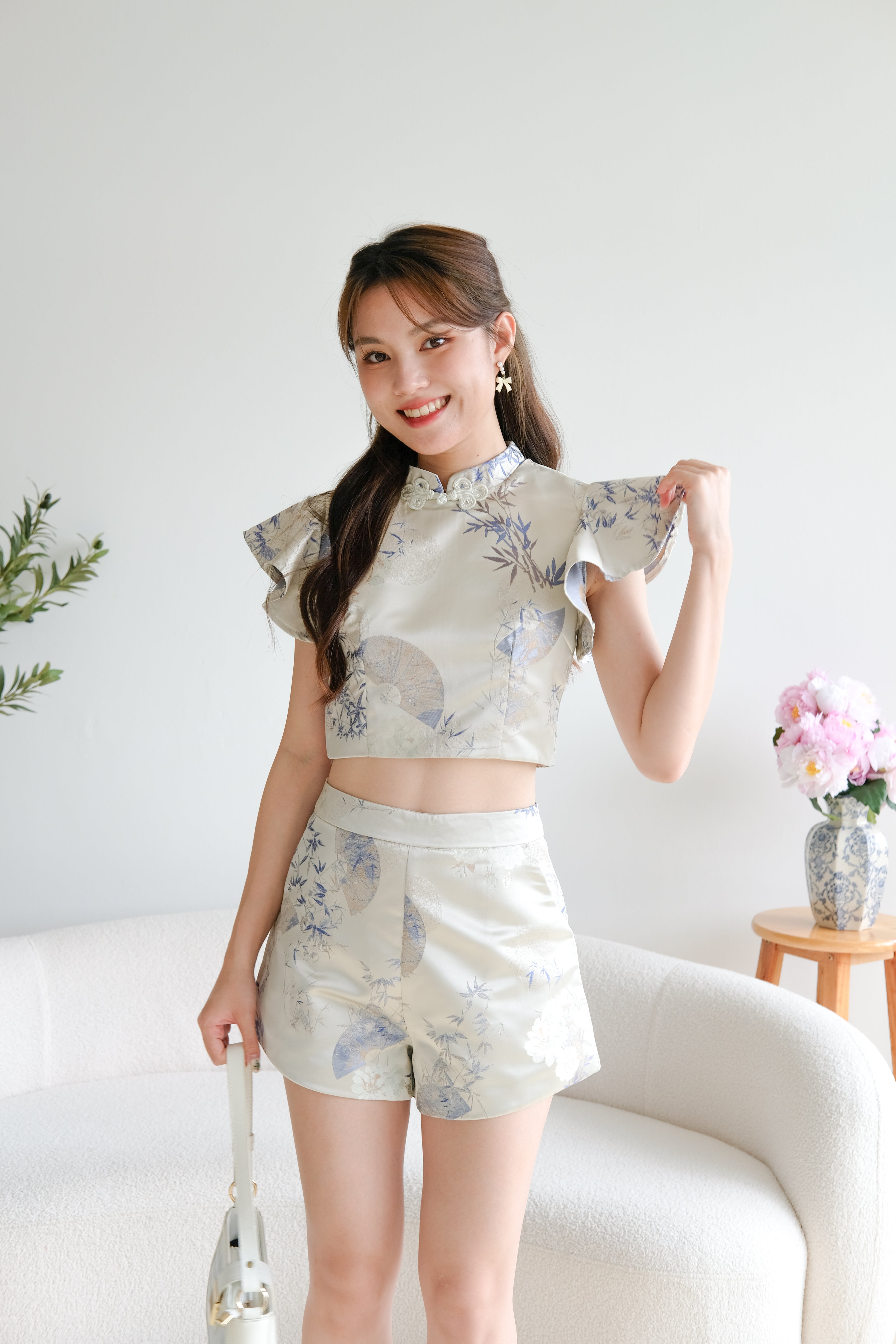 An Qi Cheongsam Set (Salt Blue)