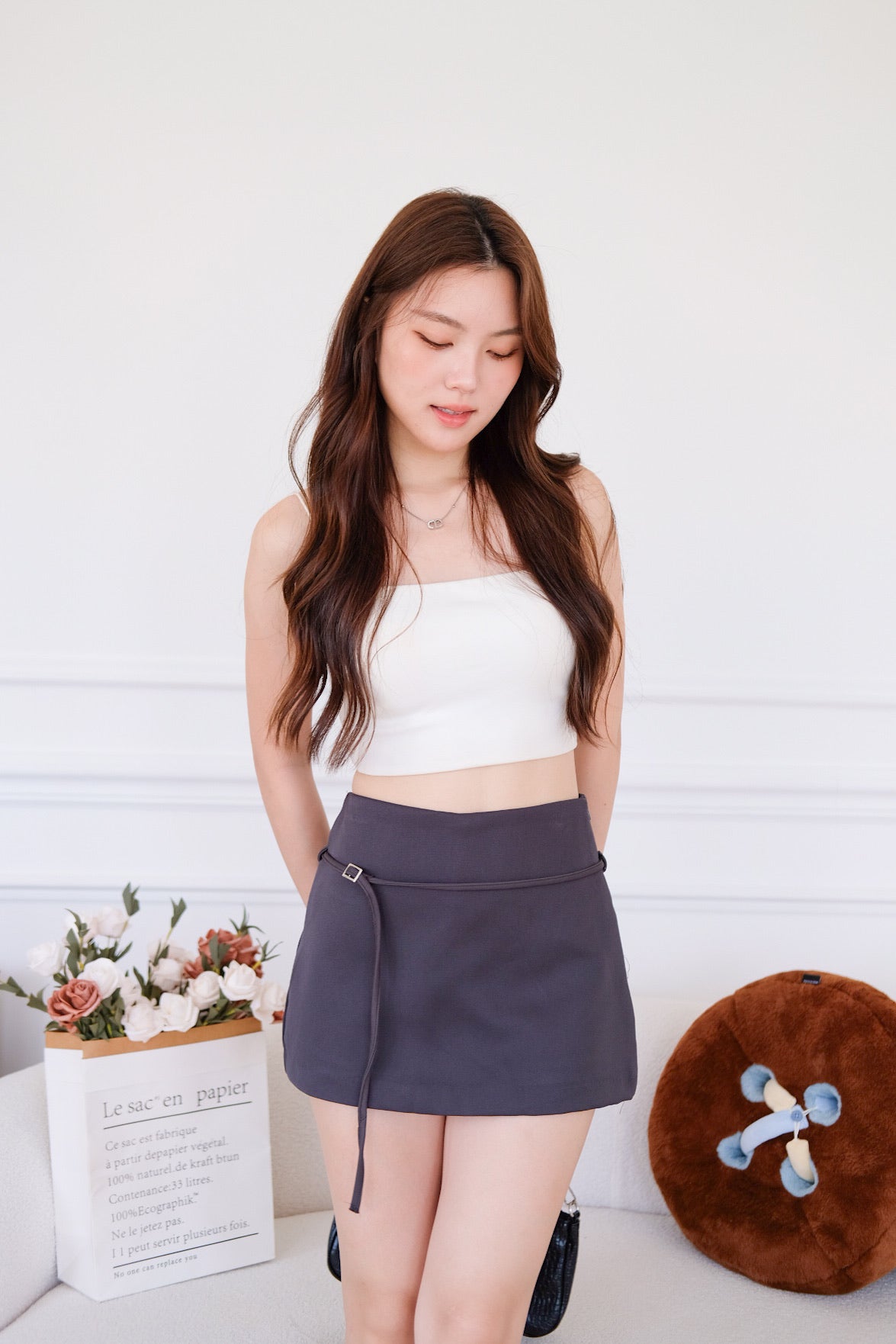 Tasha Mini Belt Skort (Dark Grey)