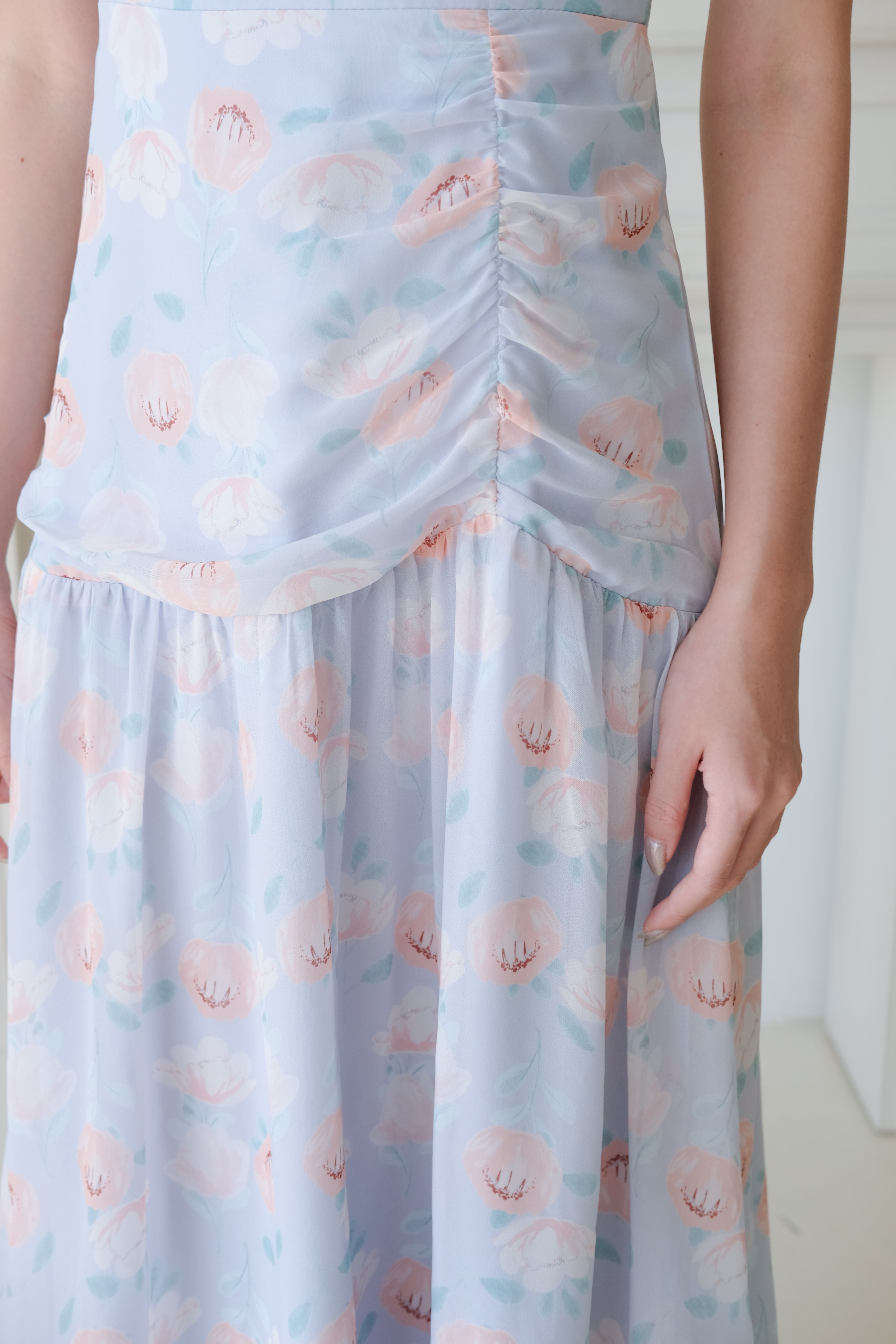 Melody Sweetheart Floral Maxi Dress (Baby Blue)