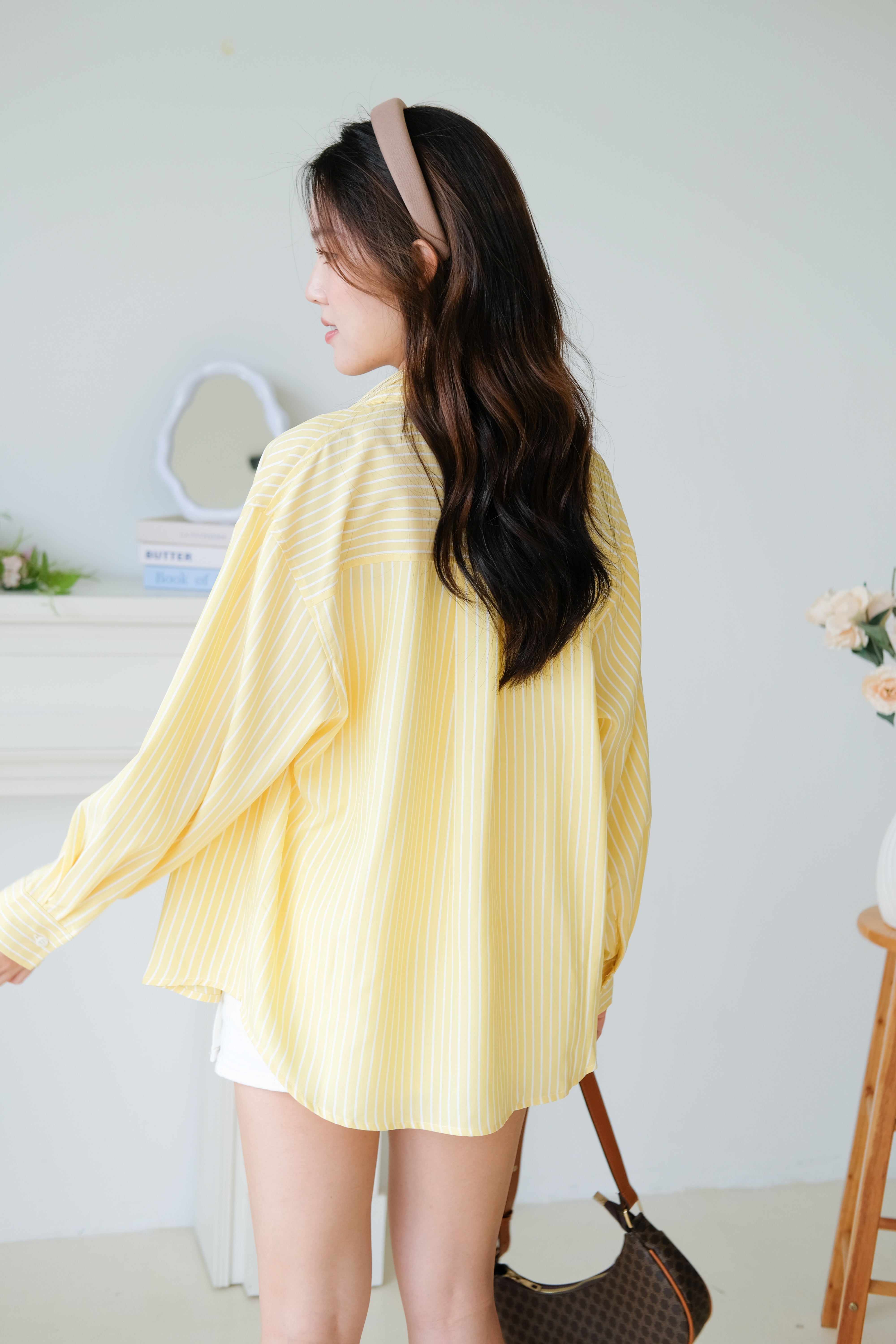Wayne Stripes Boyfriend Shirts (Sunshine Yellow)