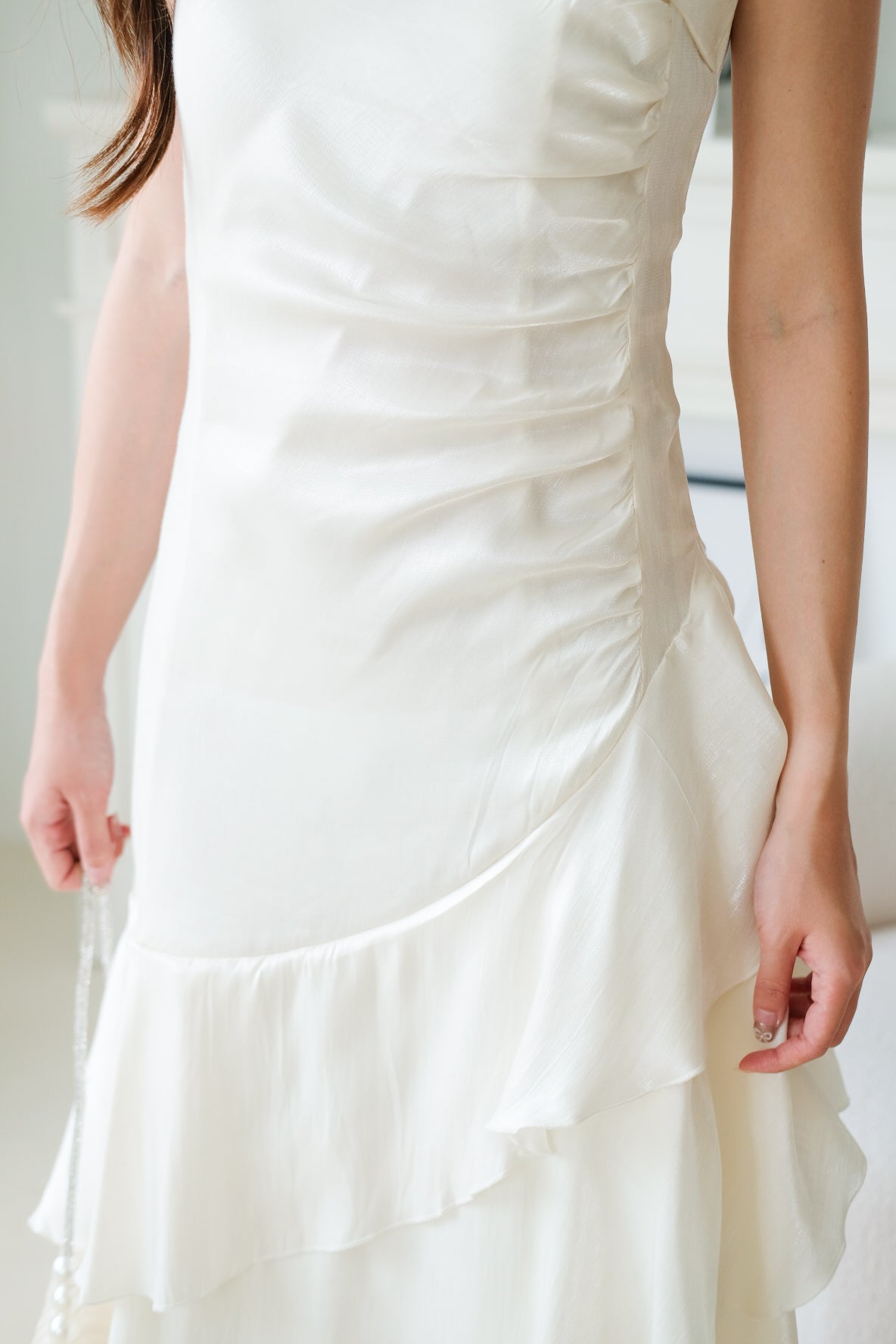 Vicky Ruffle Tiered Dinner Maxi Dress (Cream)