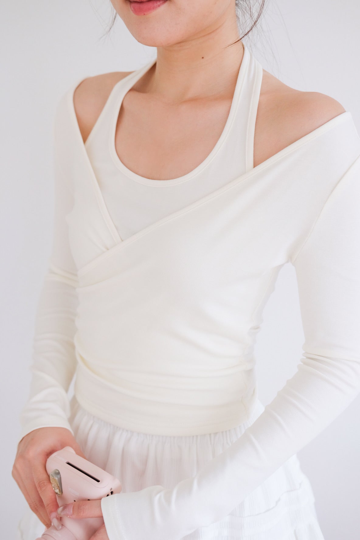 Alicia Ballet Halter 2-in-1 Top (White)