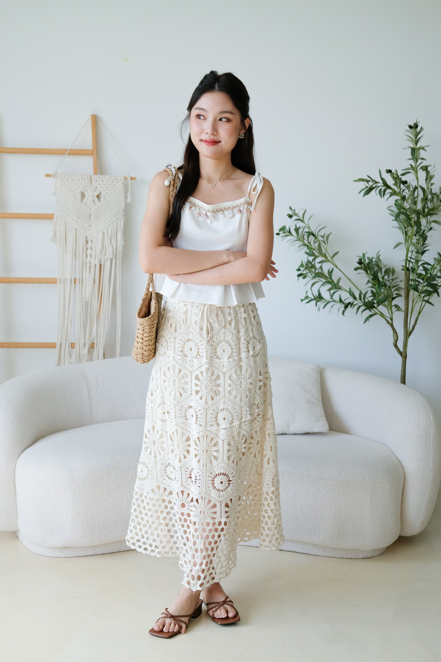 Marise Bohemian Muji Crop (White)