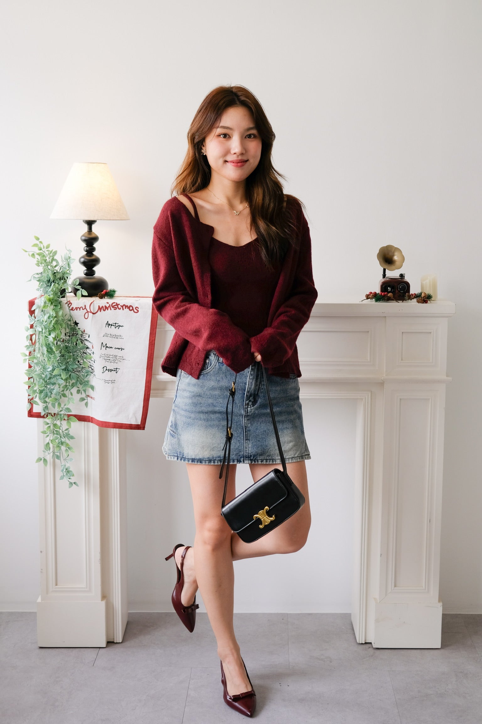 Nicole 2-in-1 Cardigan Set (Maroon)