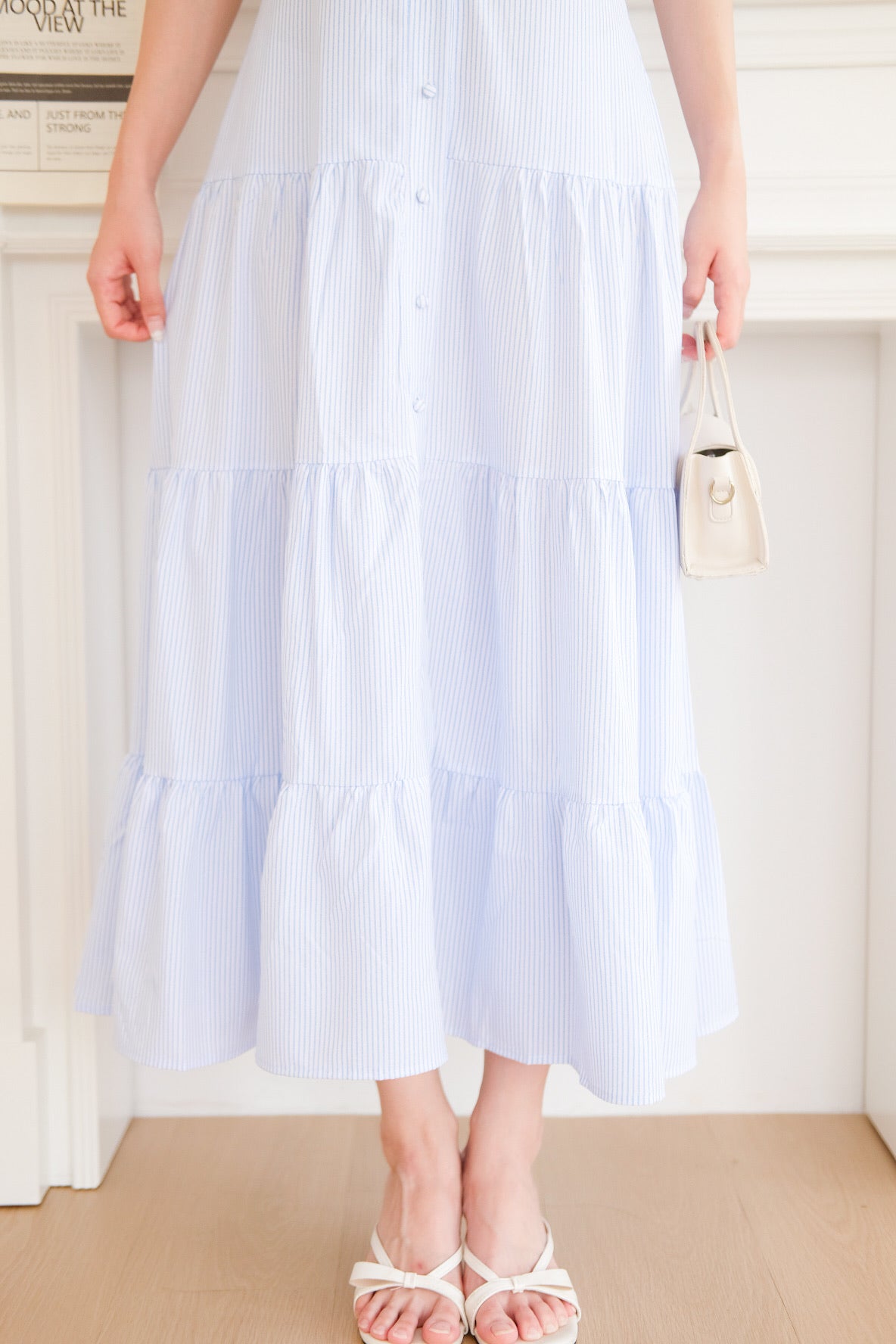 Celestia Stripes Contrast Maxi Dress (Blue)