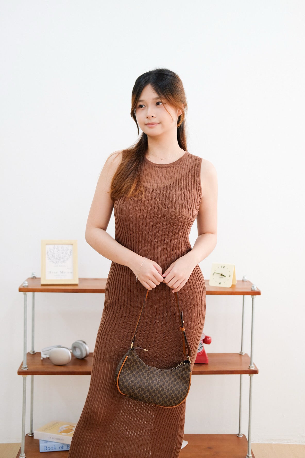 Brown Knit Bodycon Maxi Dress