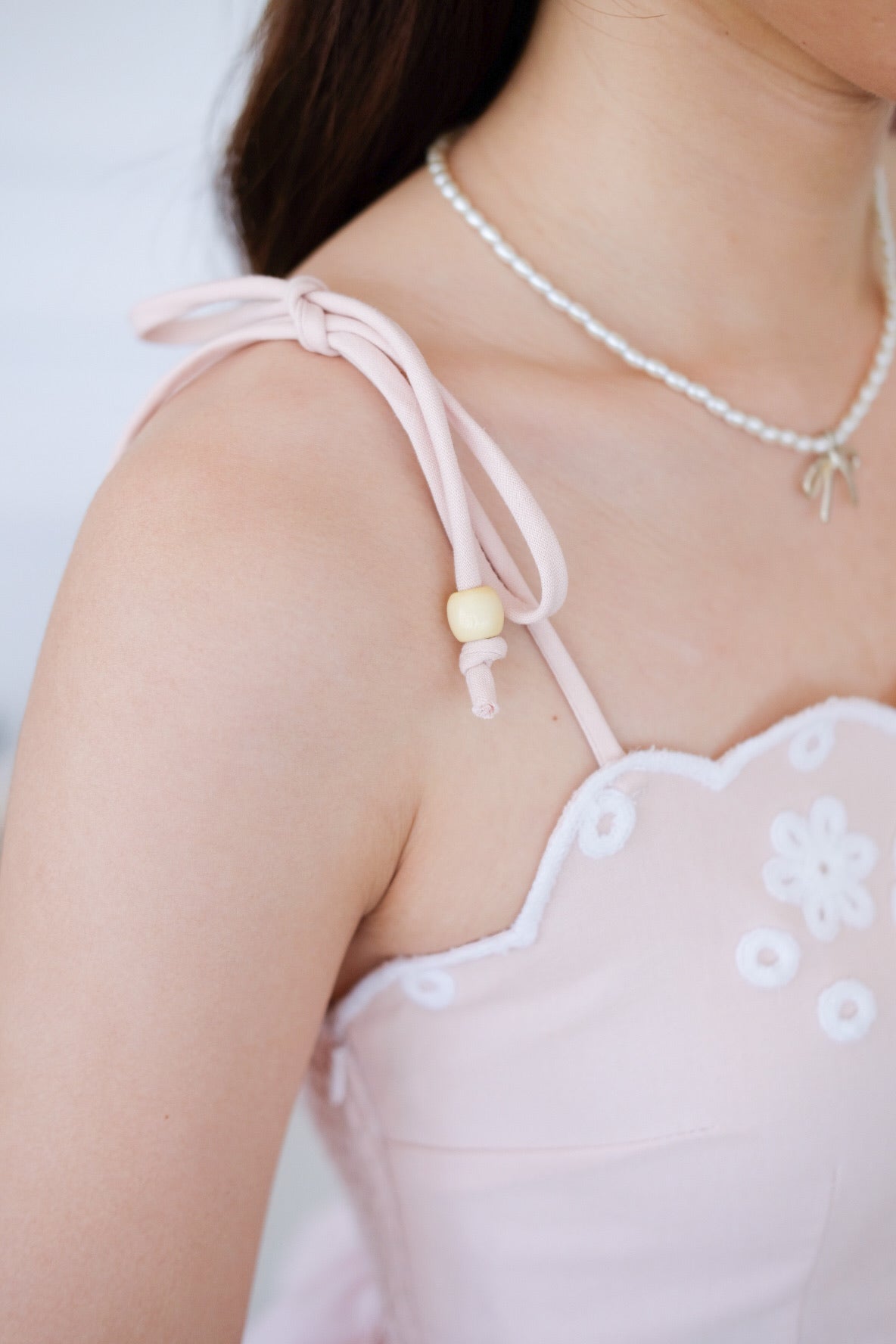 Lyanne Eyelet Linen Peplum Top (Light Pink)