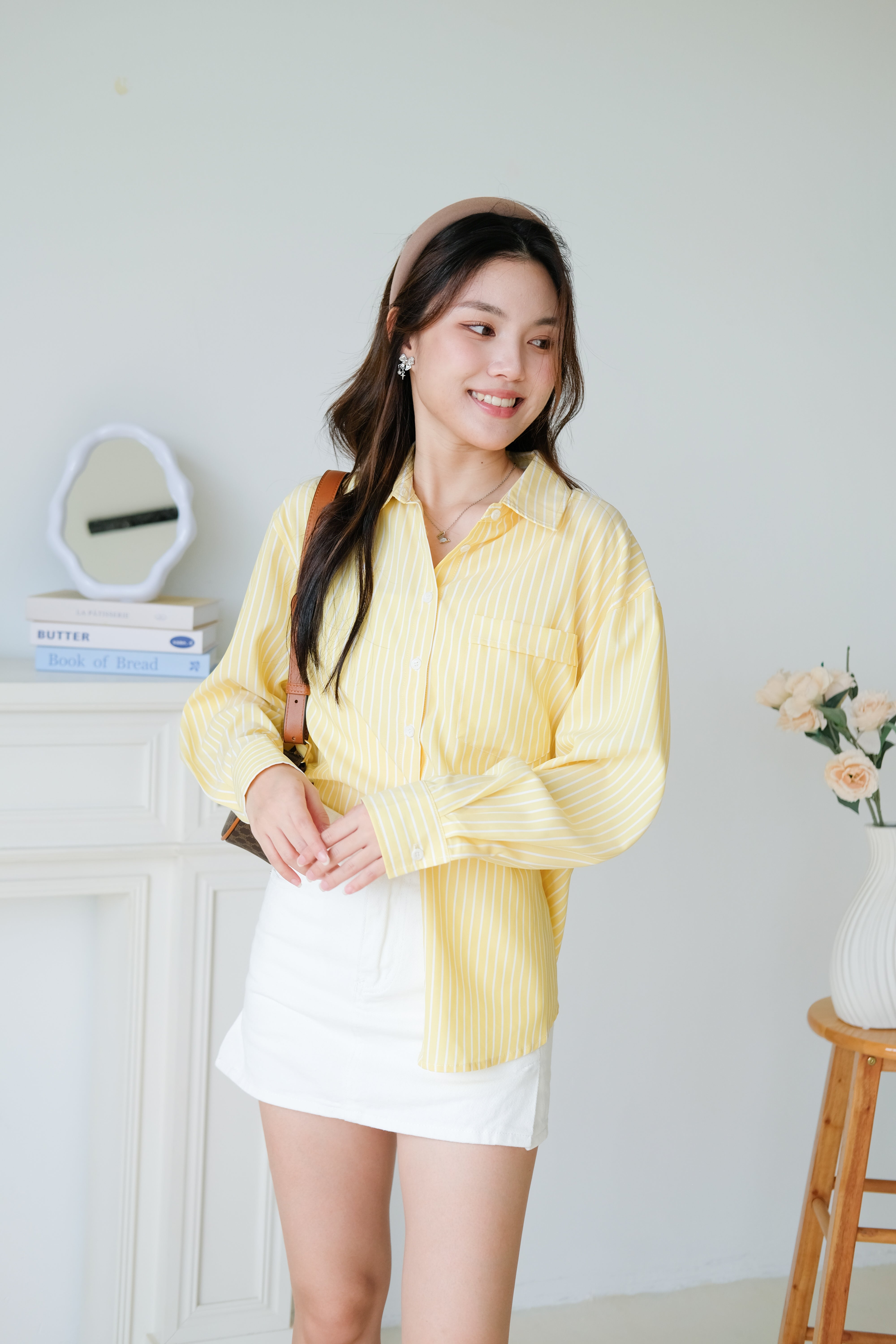 Wayne Stripes Boyfriend Shirts (Sunshine Yellow)
