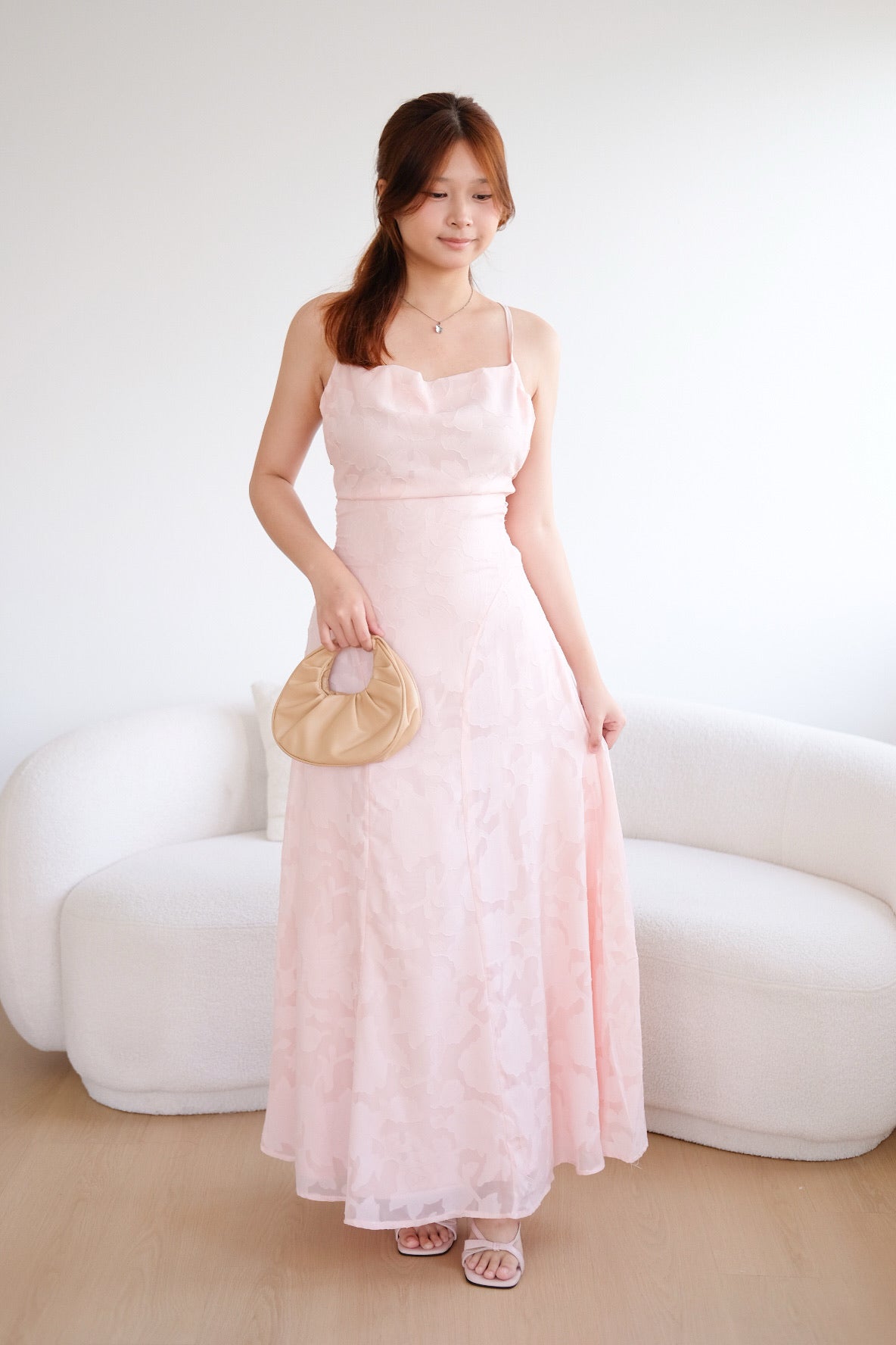 Pink Organza Bareback Maxi Dress