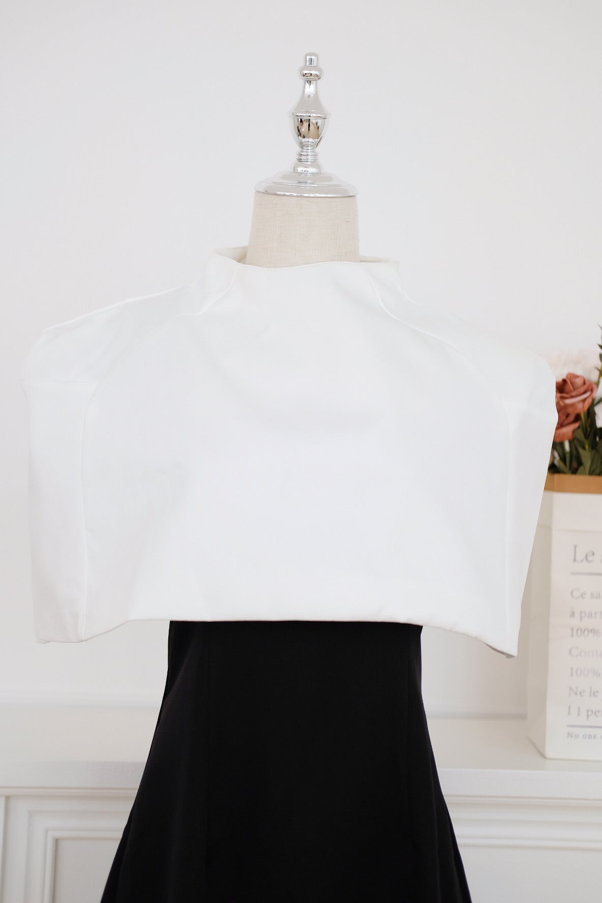 White High Neck Cape Top