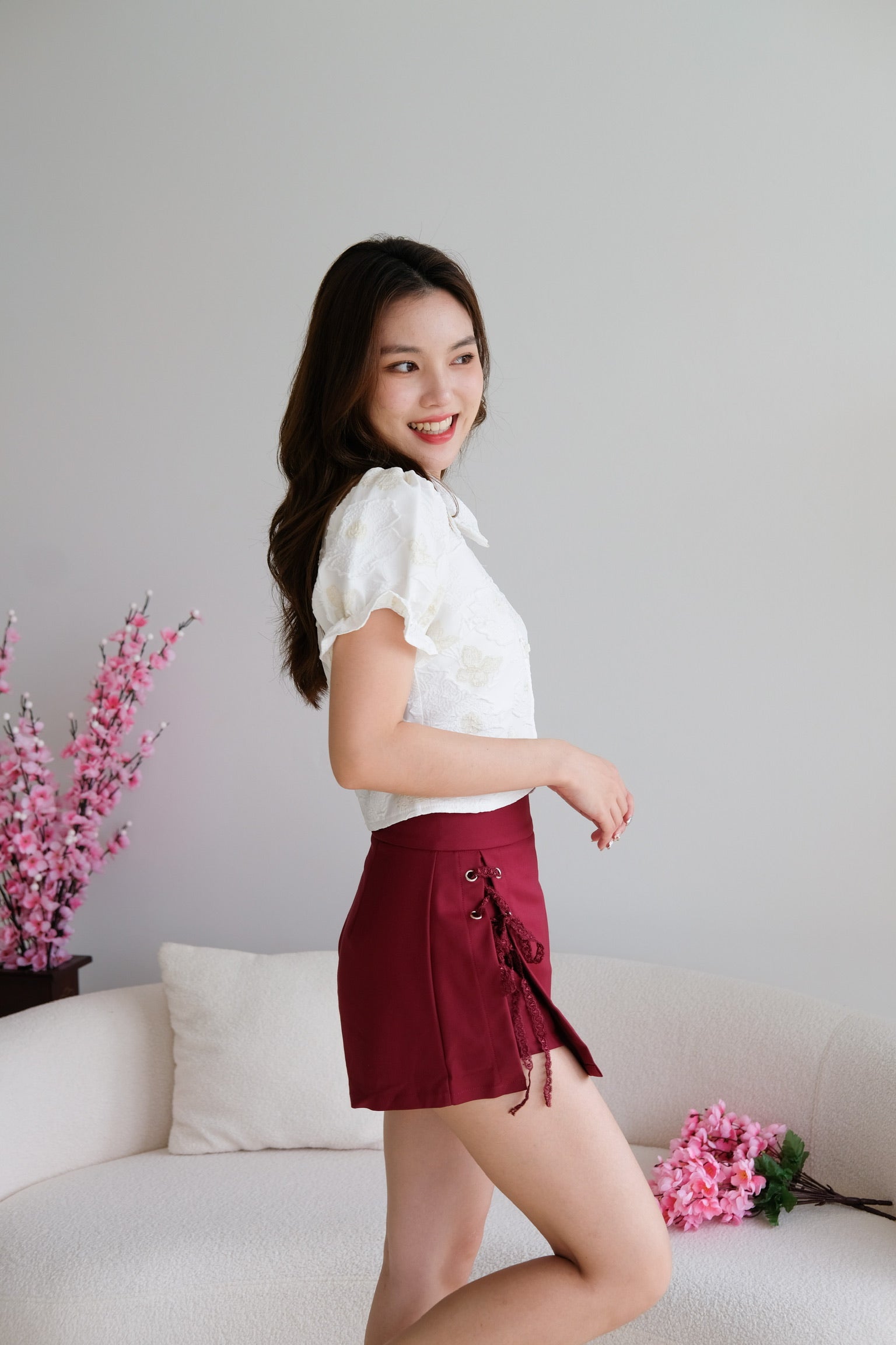 Juwei Side Slit Skort (Wine)