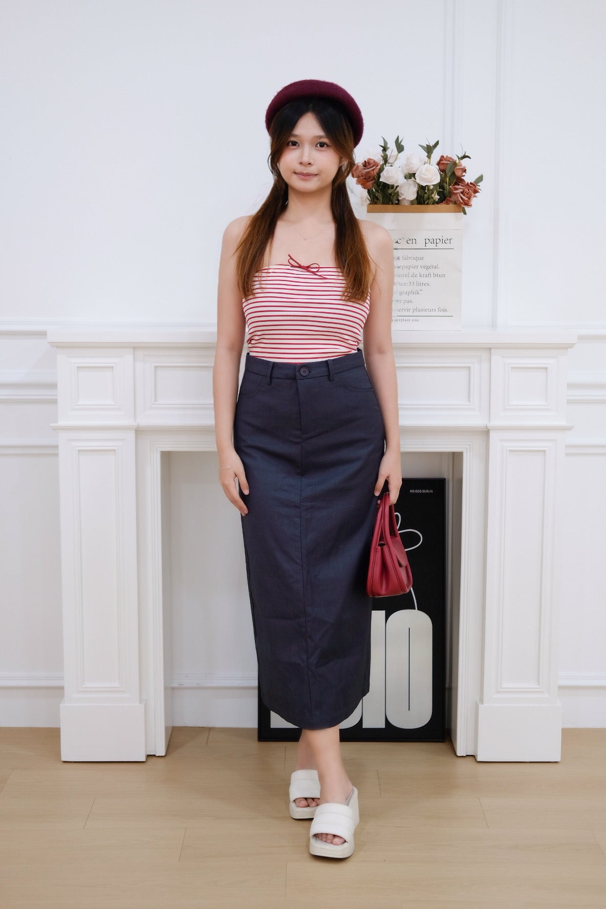 Dark Grey A Line Maxi Skirt