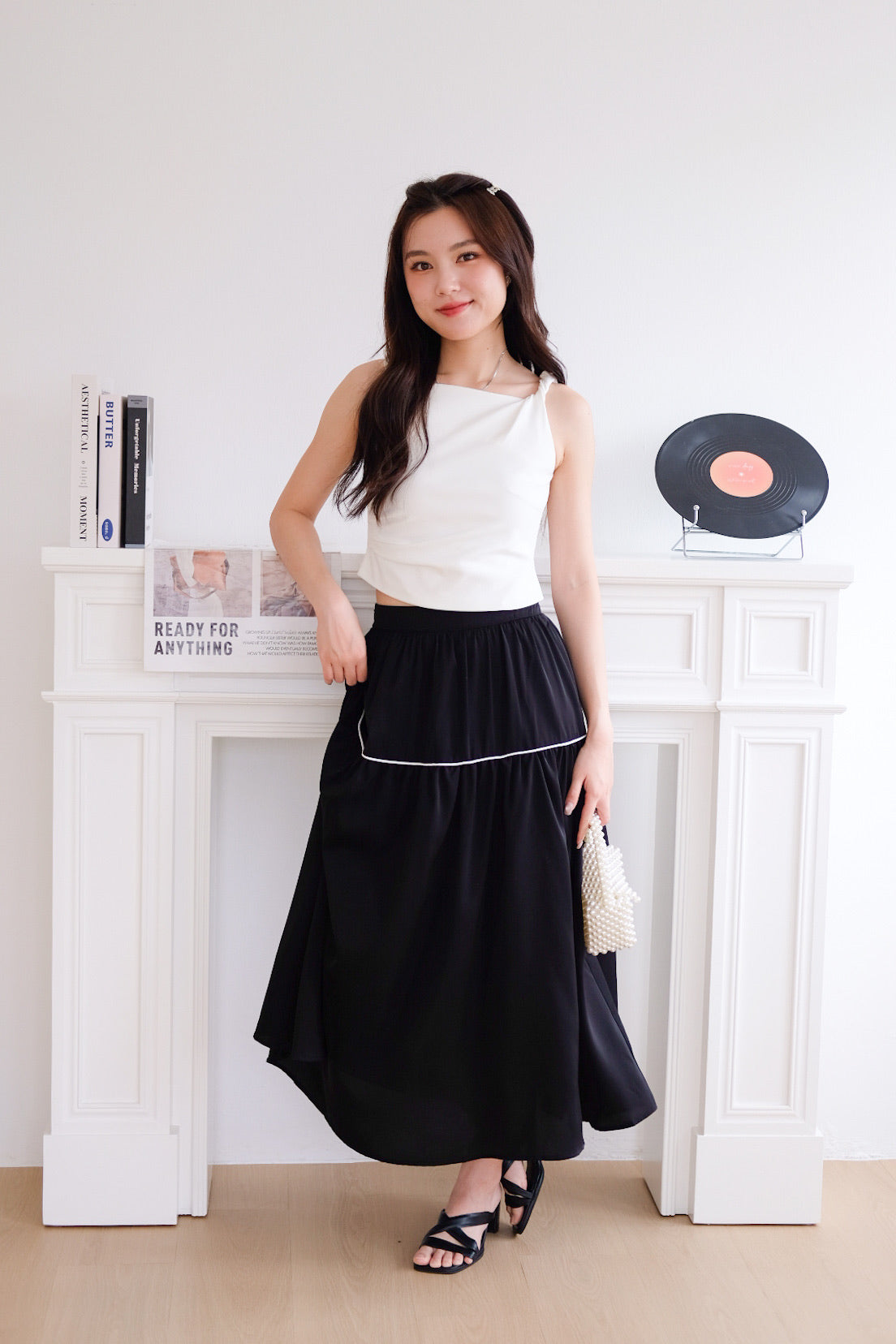 Morgan Twist Boatneck Crop Top (White)