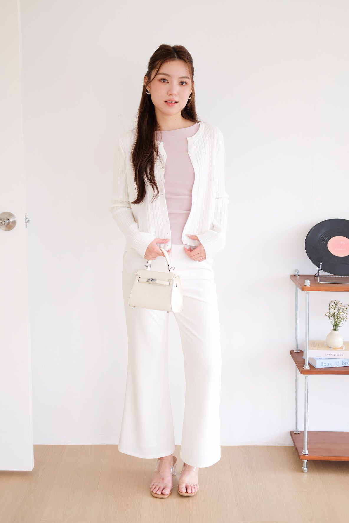 Sharlyn Cable Knit Cardigan (White)