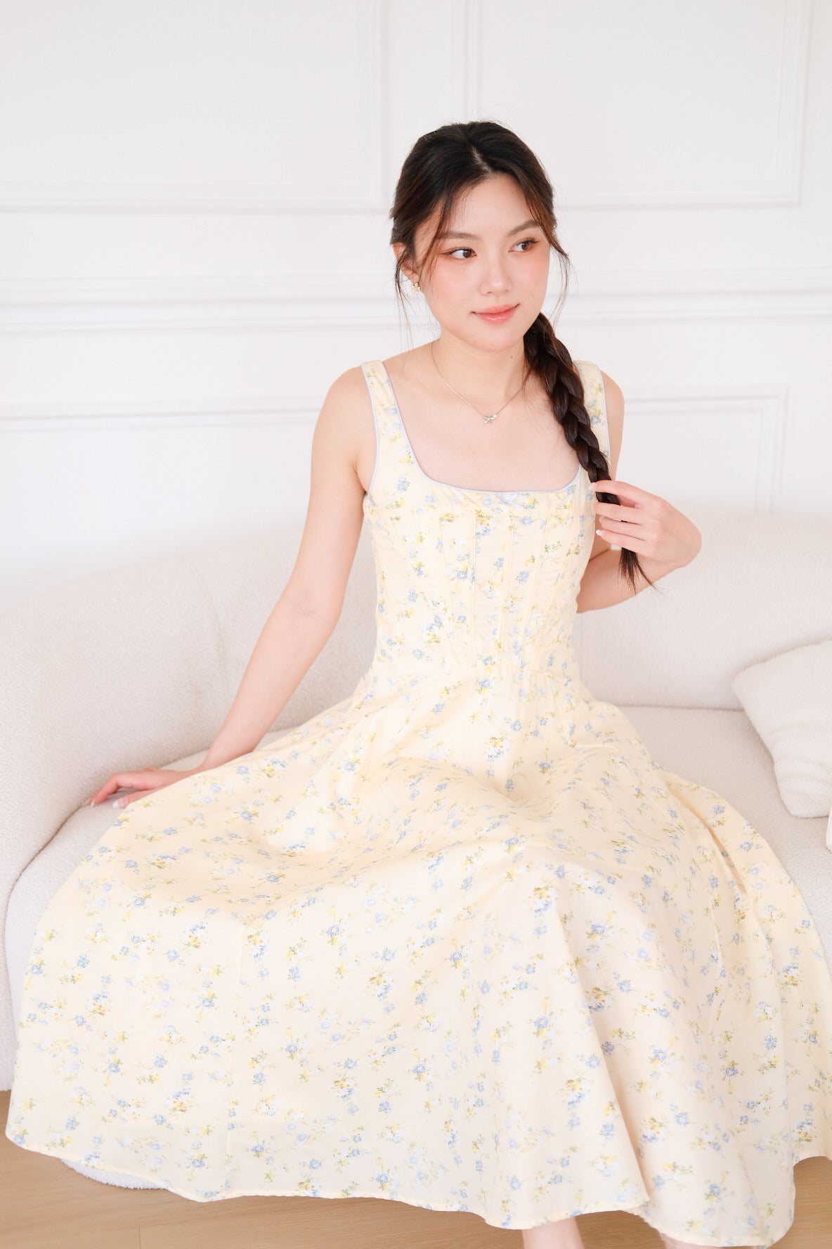 Liselle Corset Garden Maxi Dress (Light Yellow)