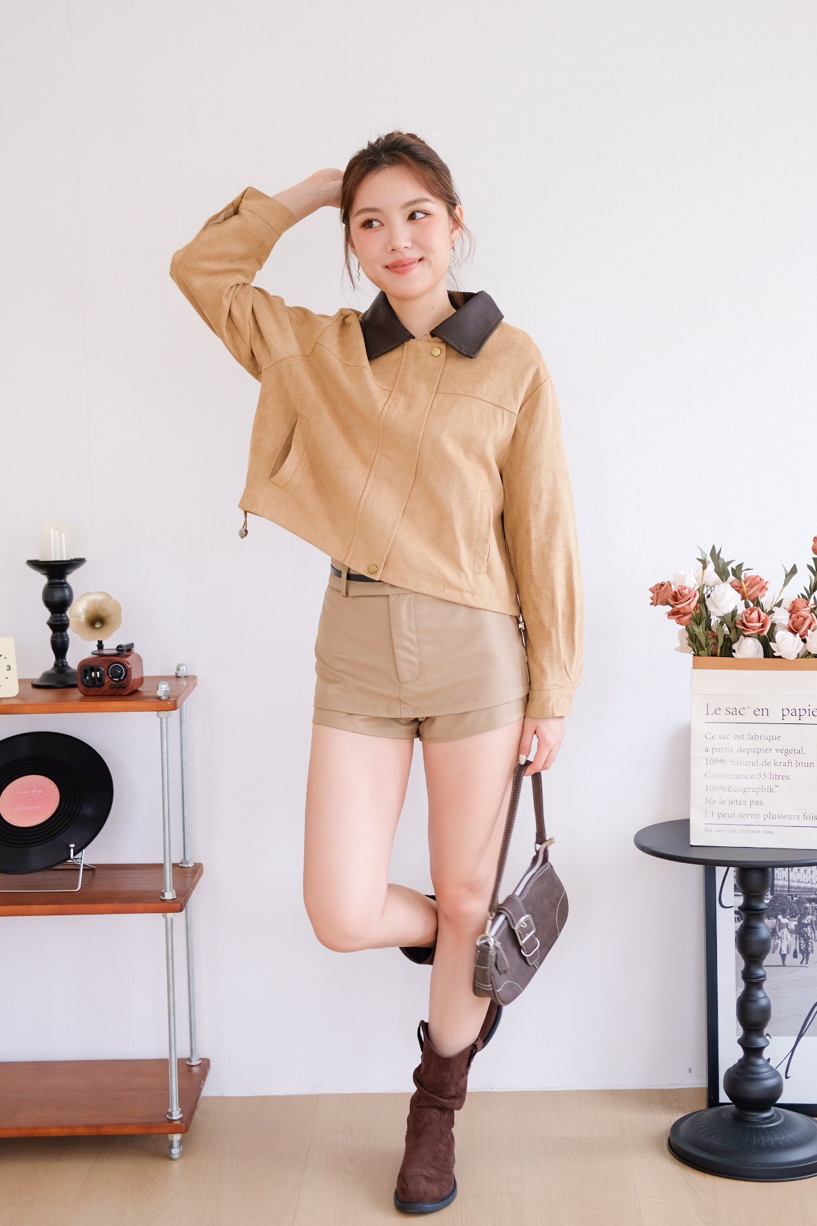 Georgie Suede Jacket (Camel Brown)
