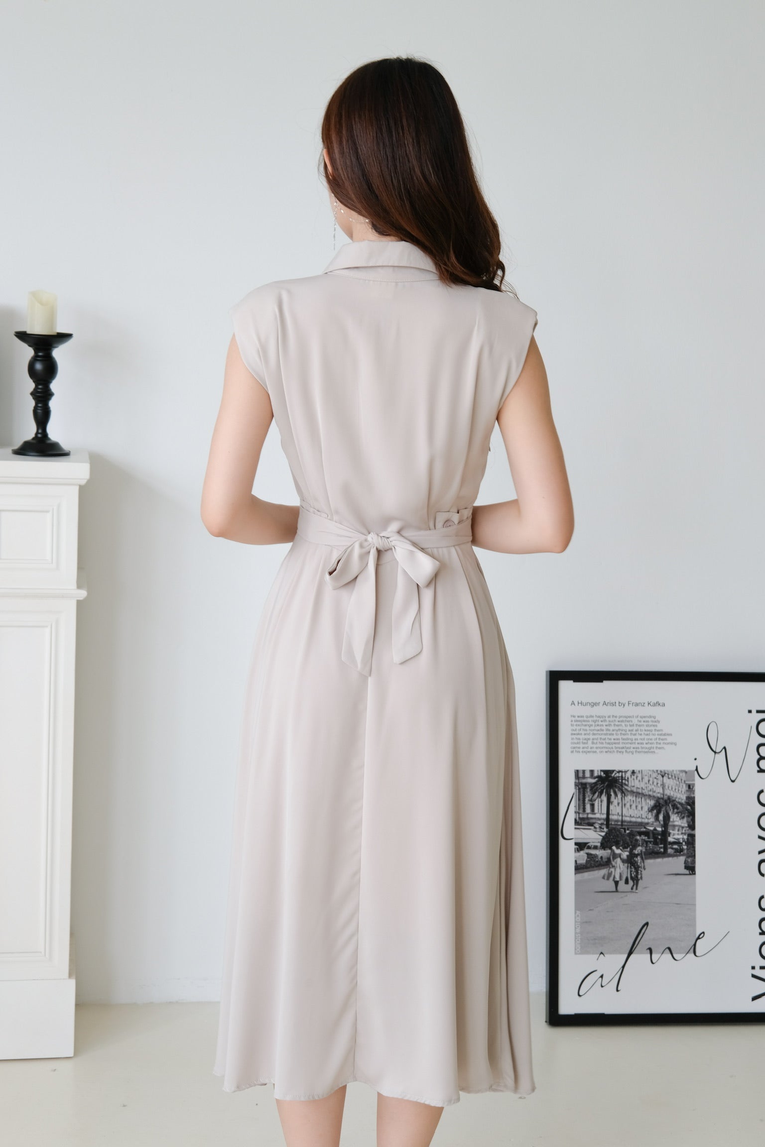 Reina Collared Midaxi Dress (Khaki)