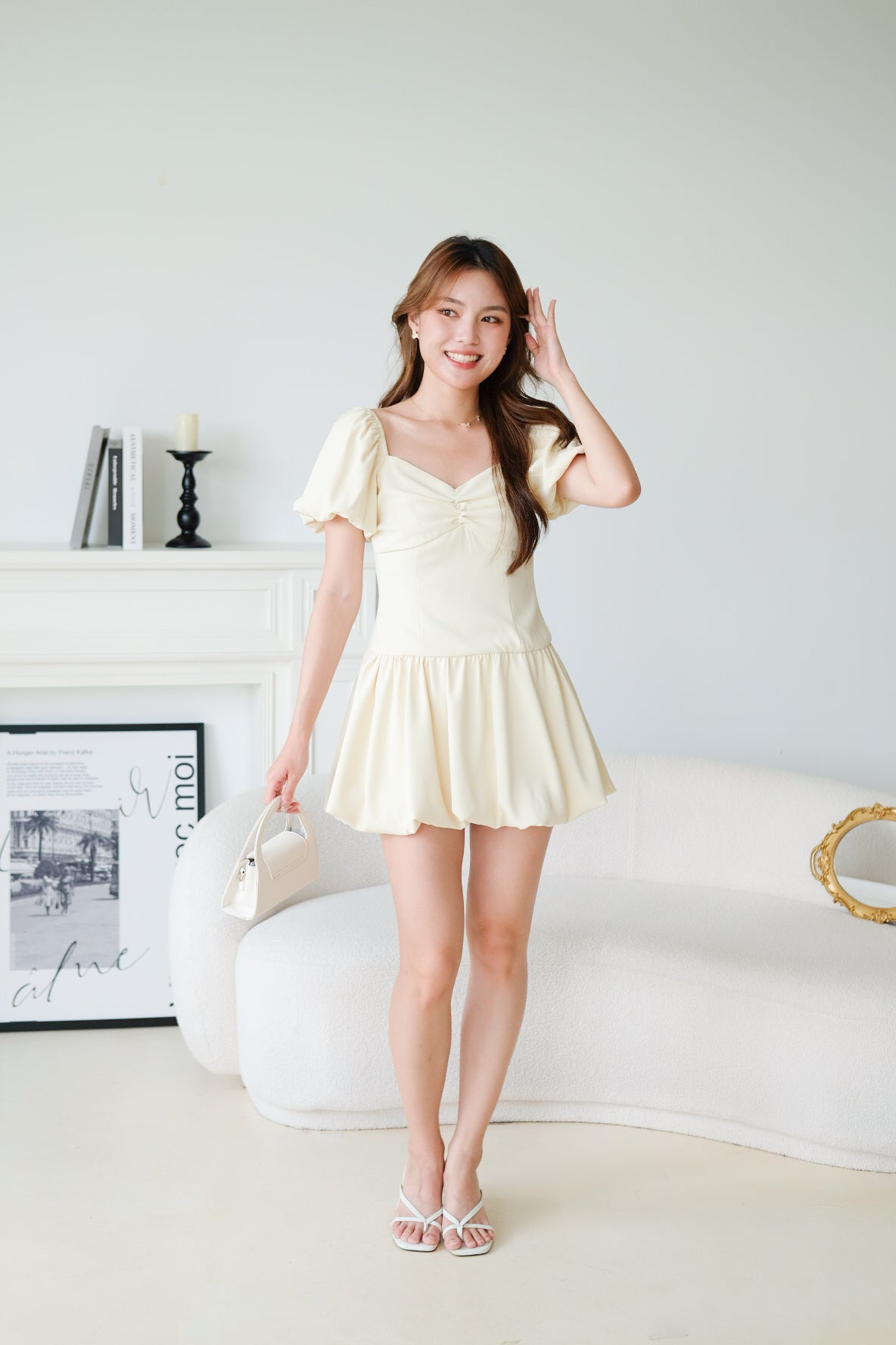 Lucy Sweetheart Bubble Dress (Cream)