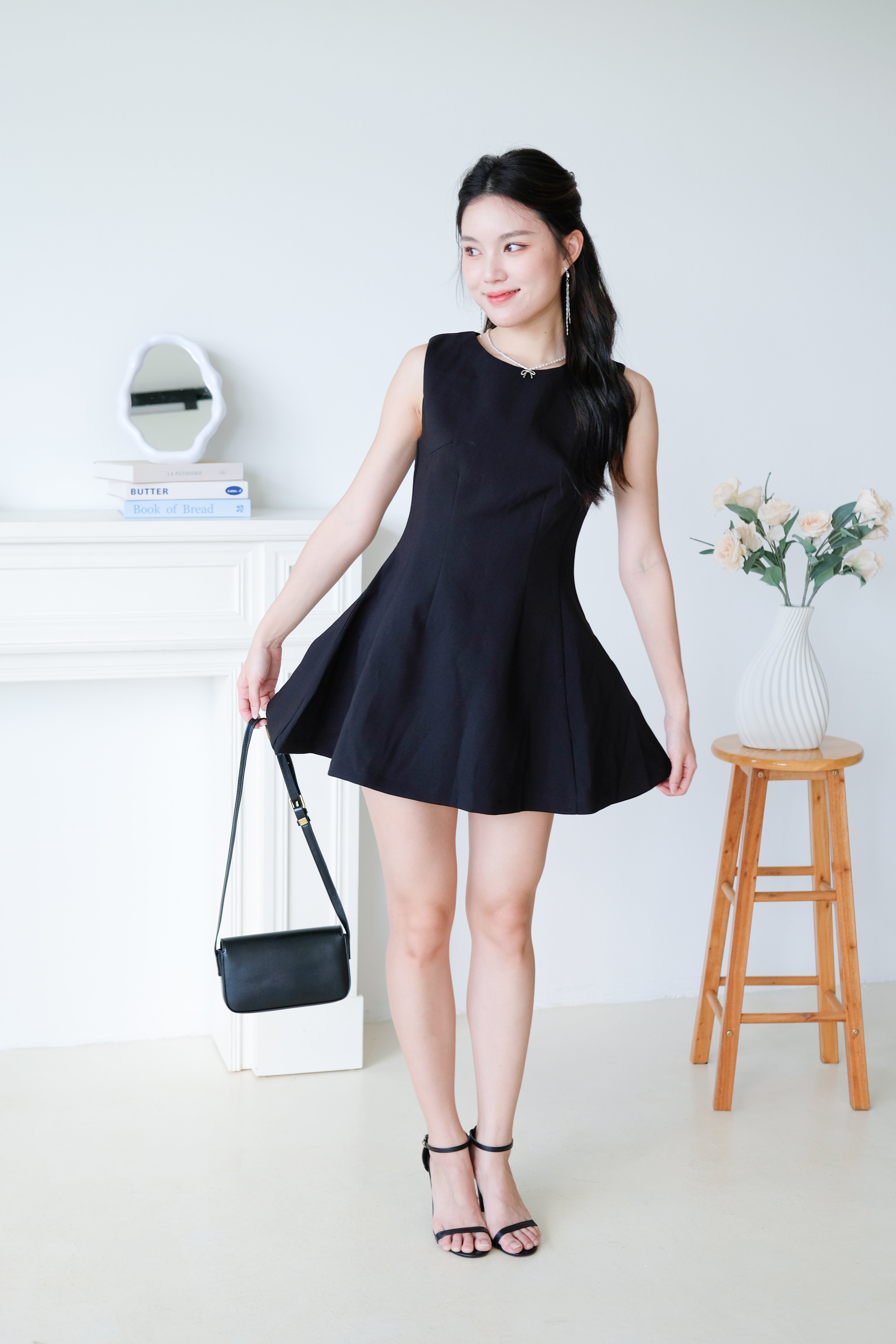 Tasya Skater Dress (Black)