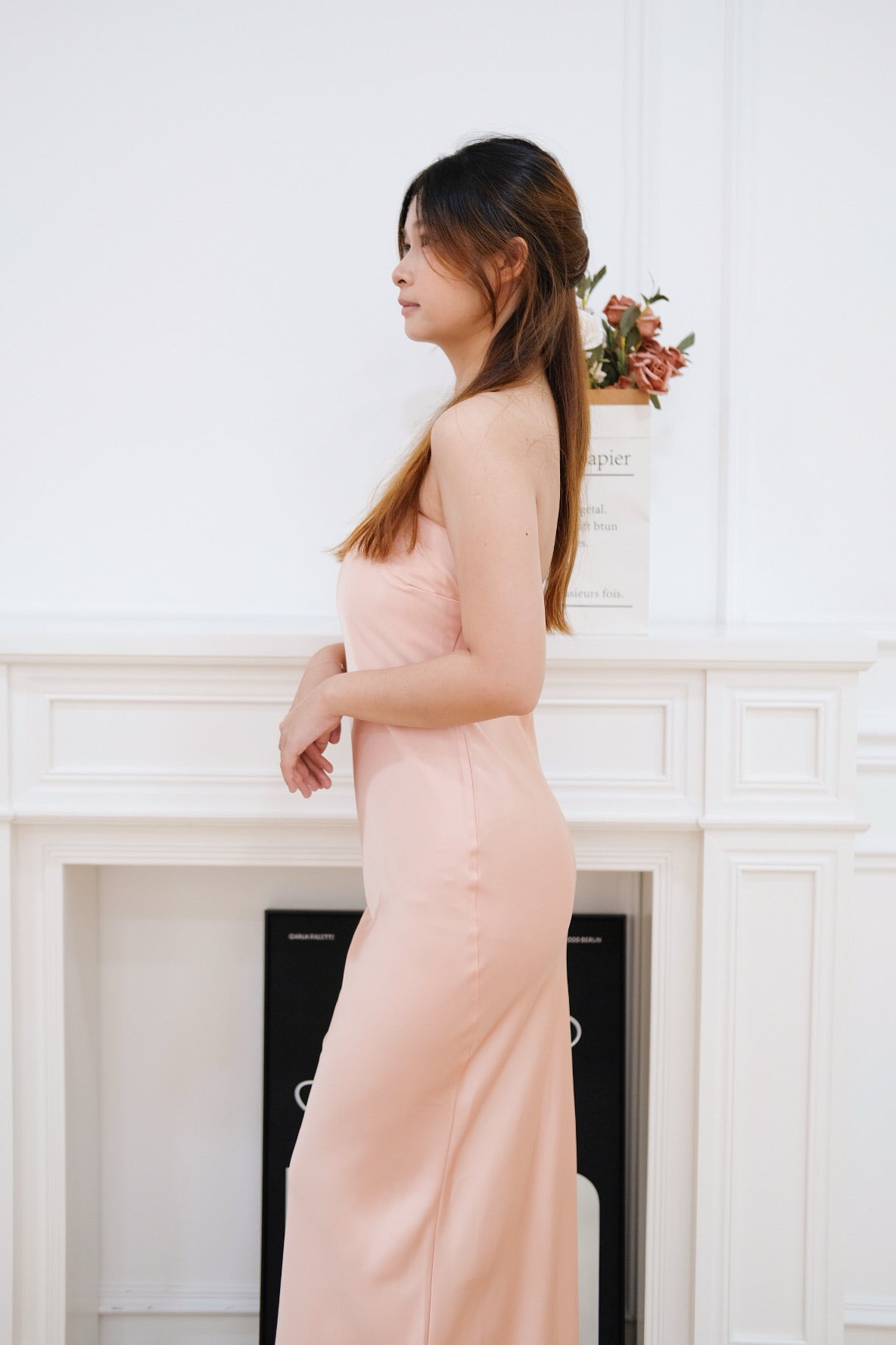 Nude Pink Tube Satin Dress