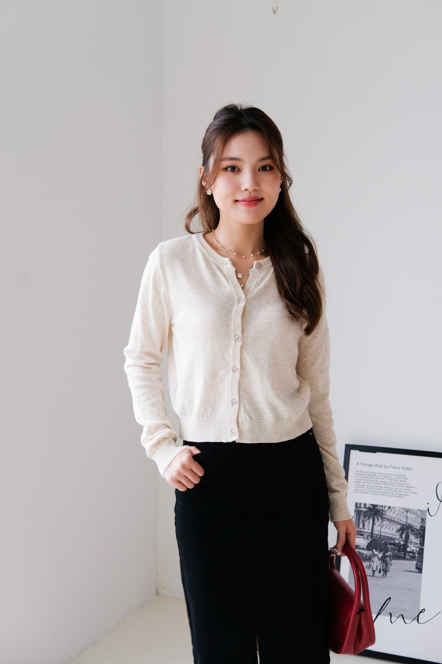 Vynie Cotton Cardigan (Oat)