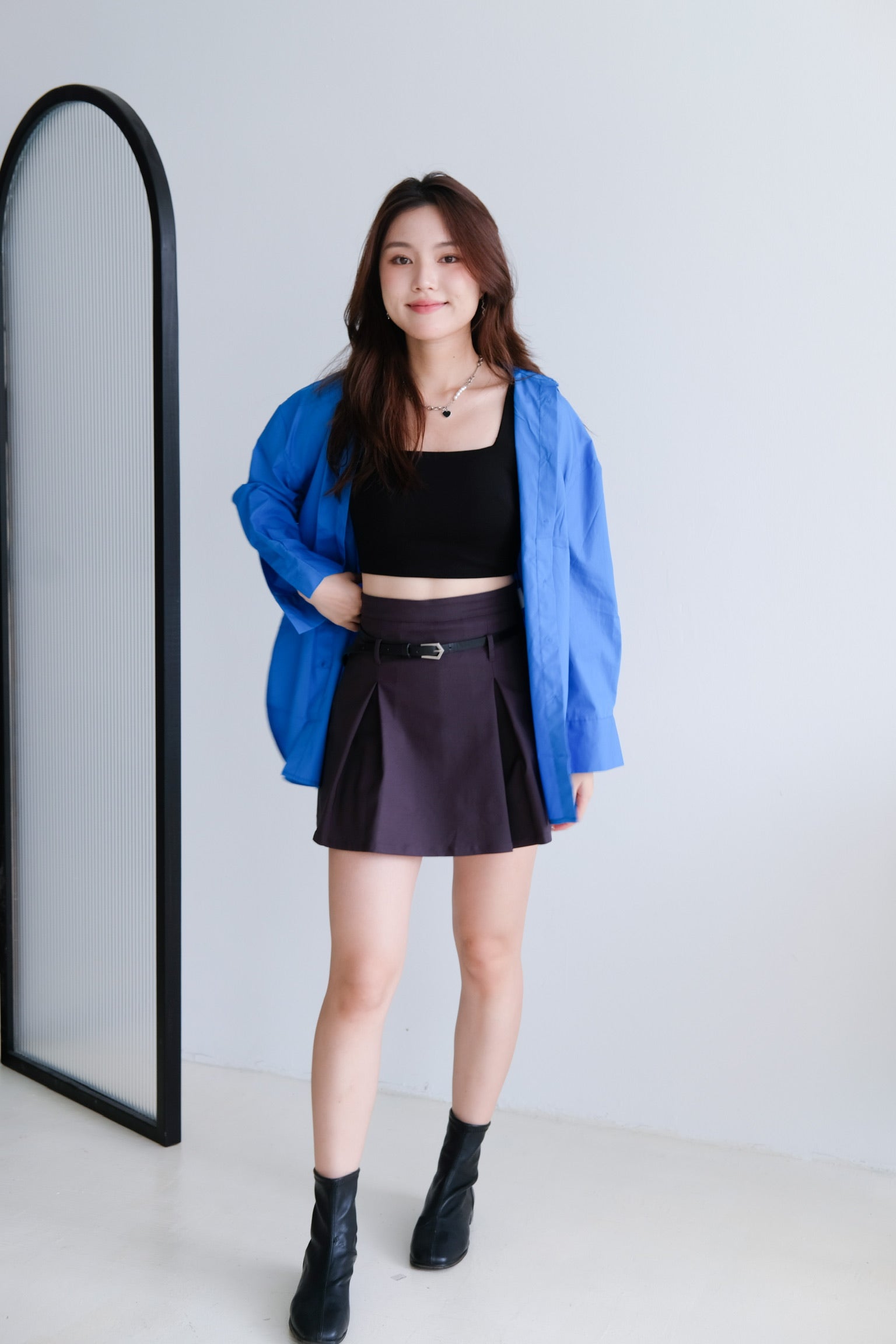 Rileen Boyfriend Oversized Shirt (Electric Blue)