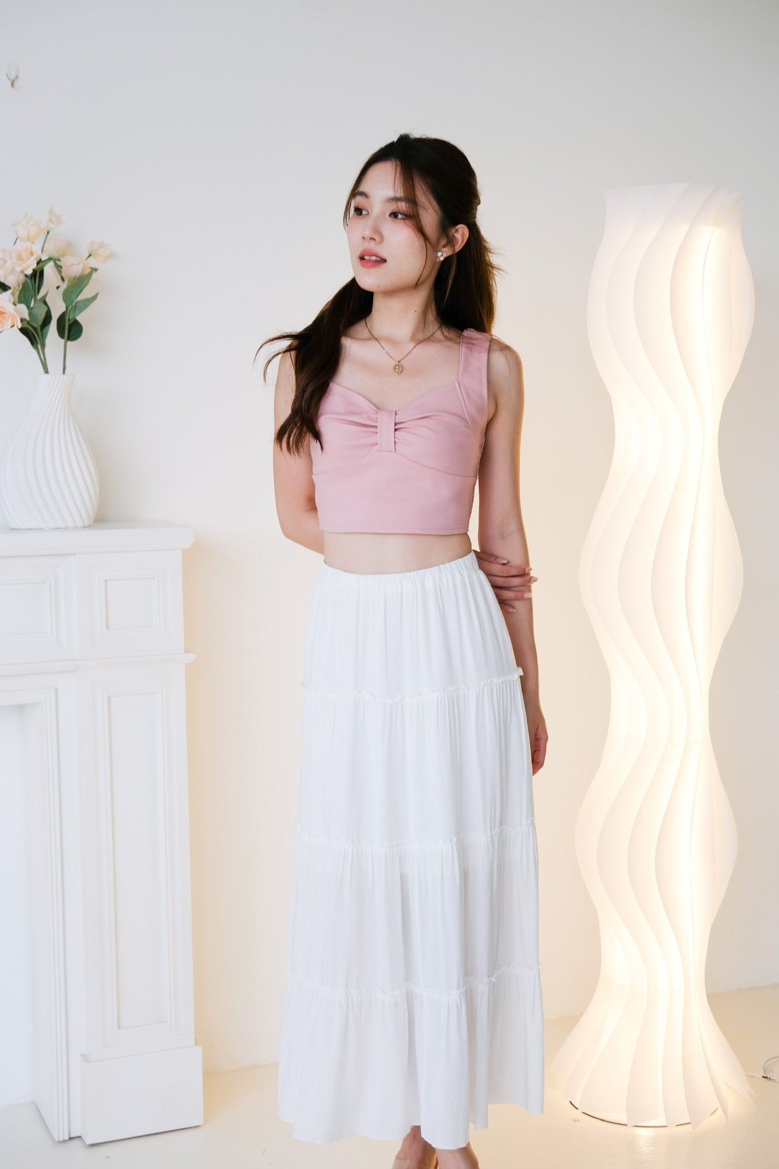 Willabel Bow Crop Top (Nude Pink)