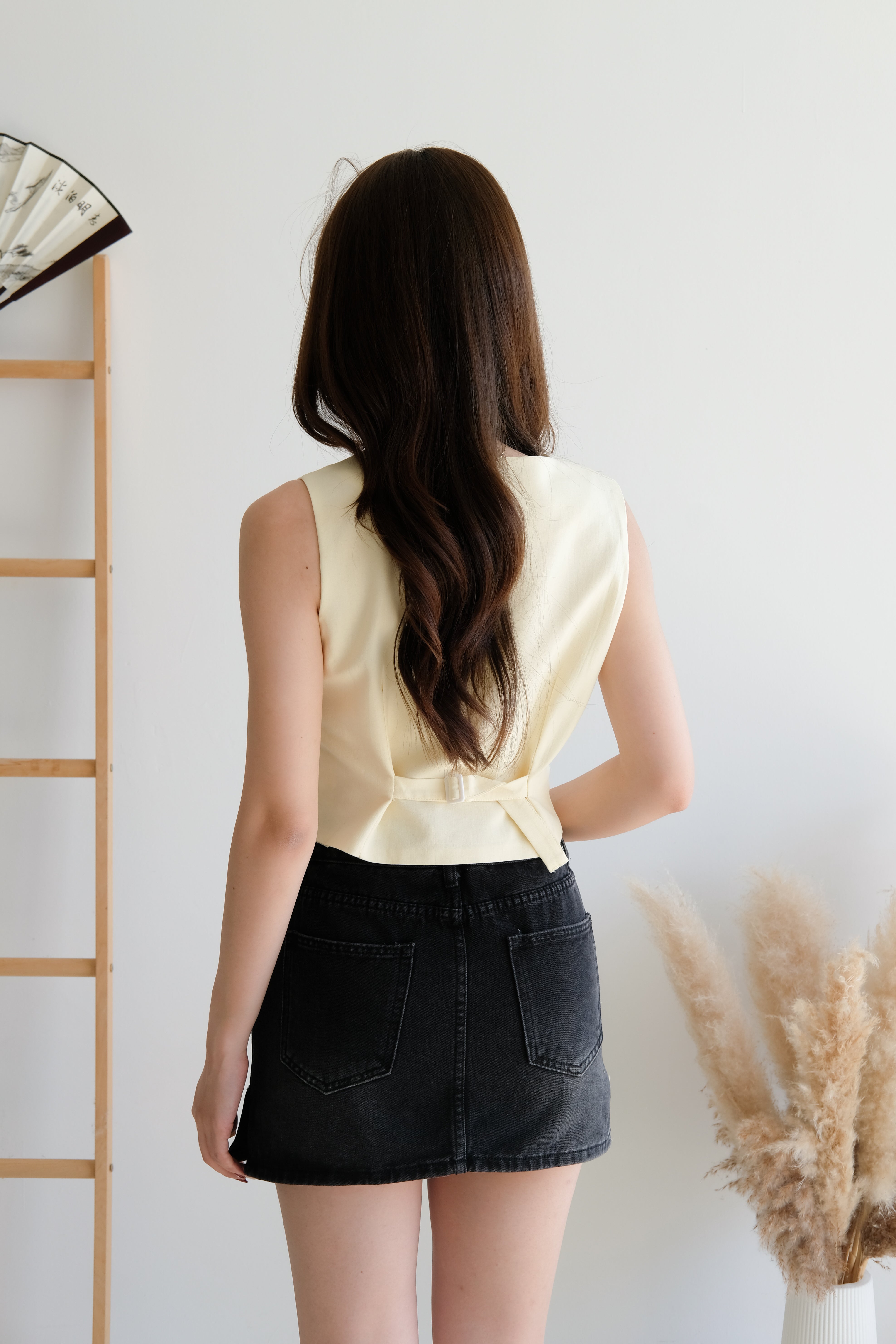 Francine Muji Linen Vest (Pale Yellow)