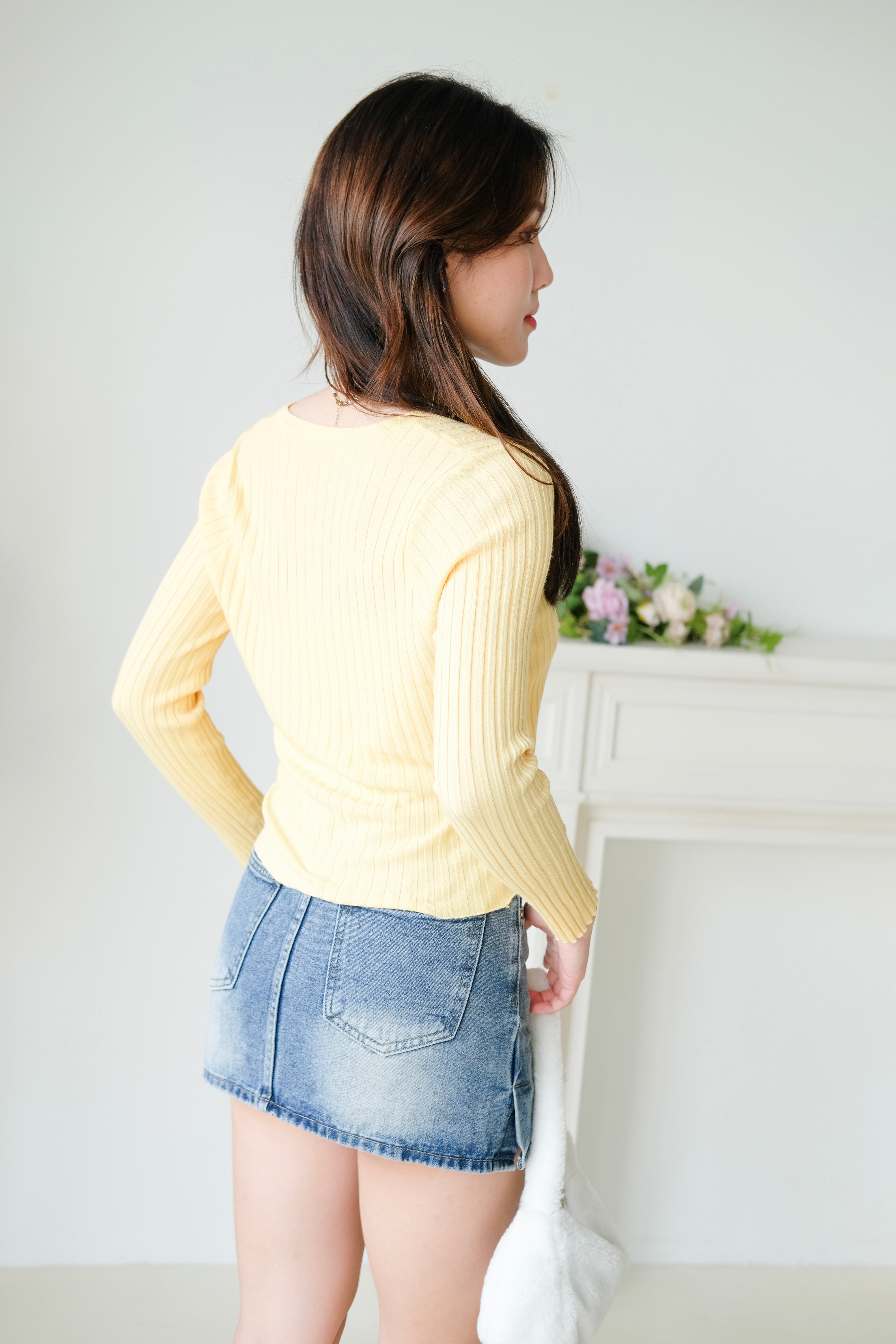 Soft Hour Knit Ribbed Cardigan (Yellow)