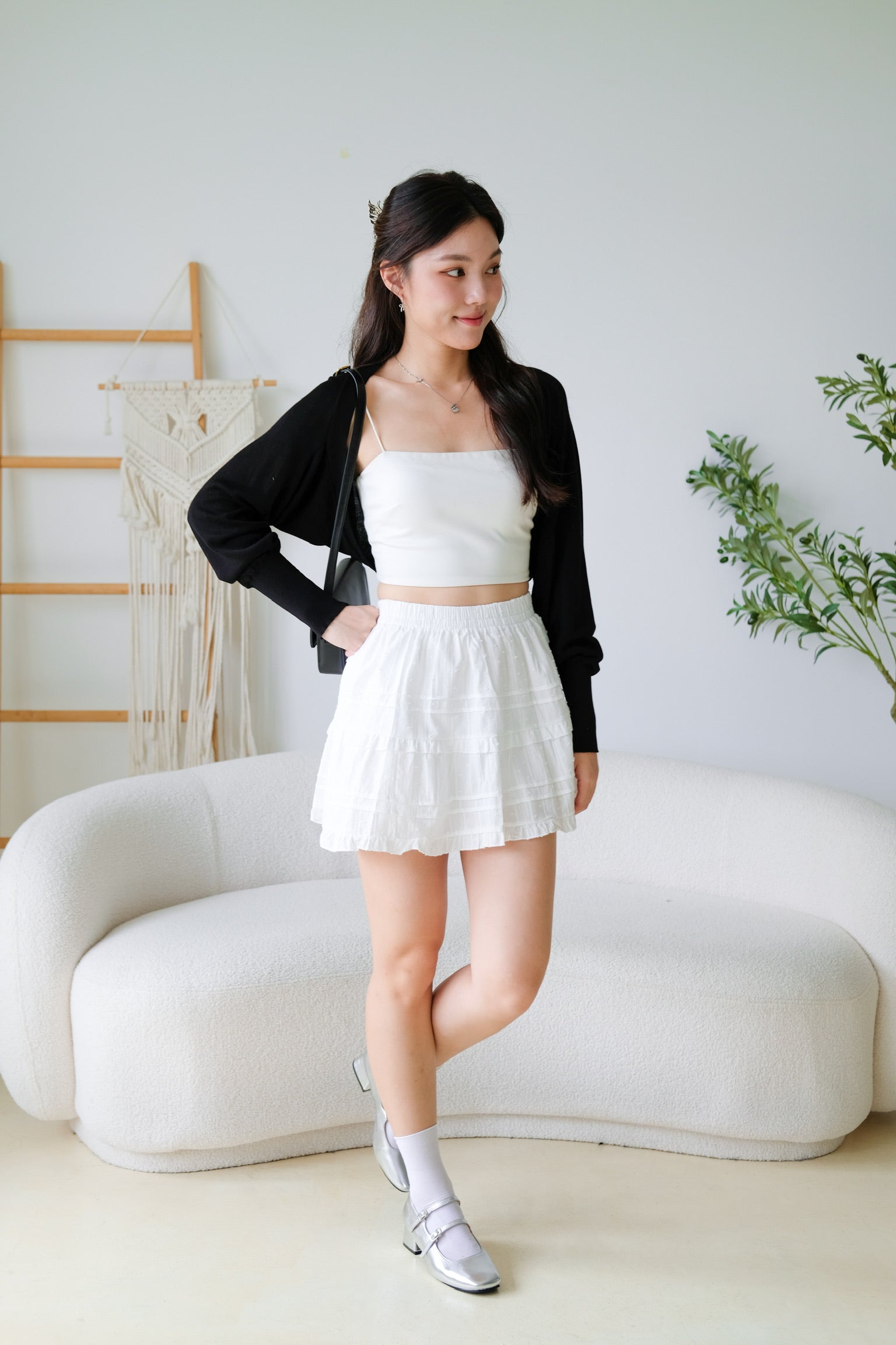 Blaire Bolero Cotton Cardigan (Black)