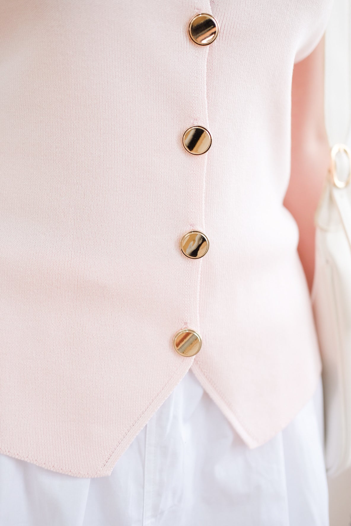 Knit Button Vest Top (Pink)