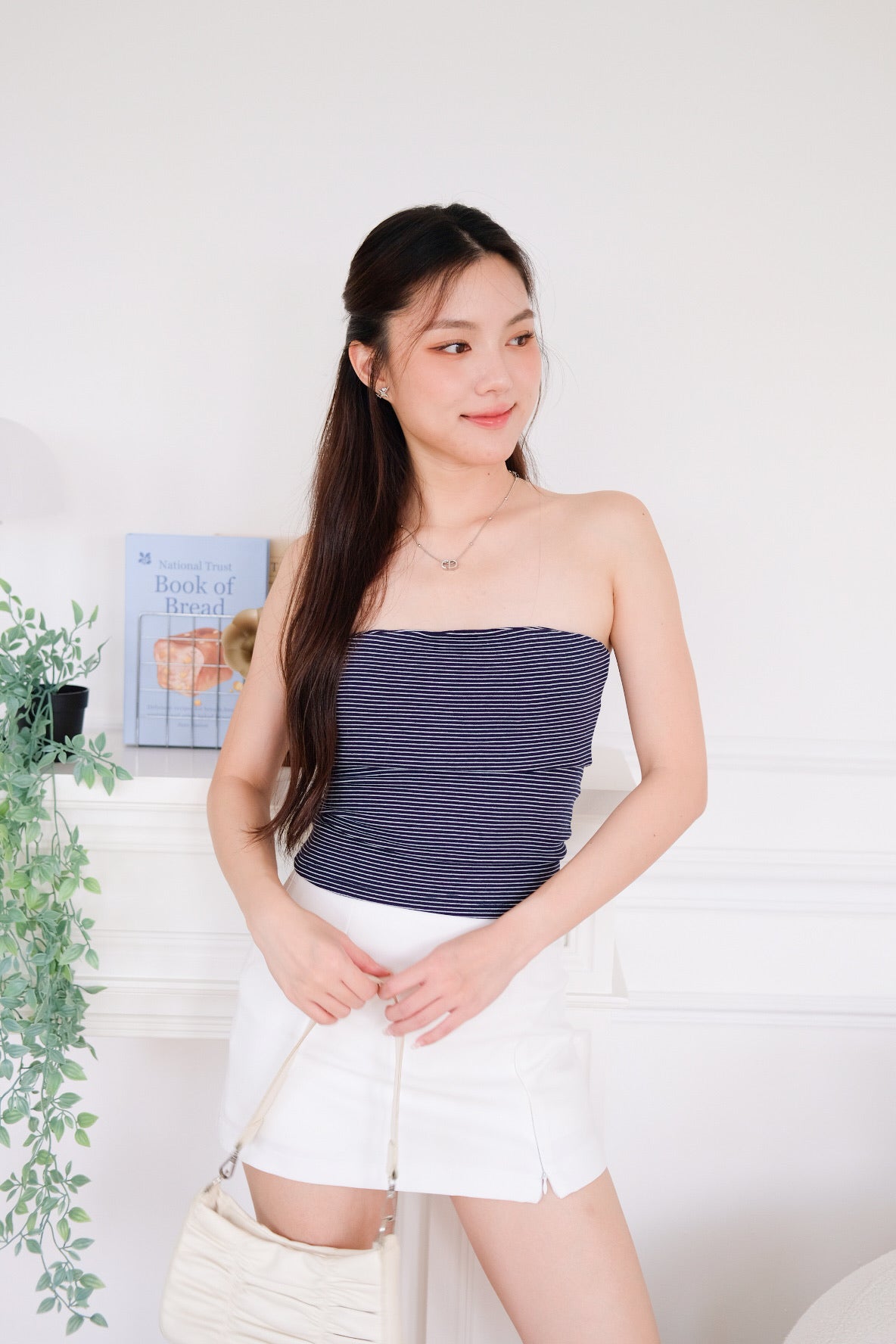 Capri Striped Padded Tube Top (Navy Blue) [ ETA 26 Aug ]