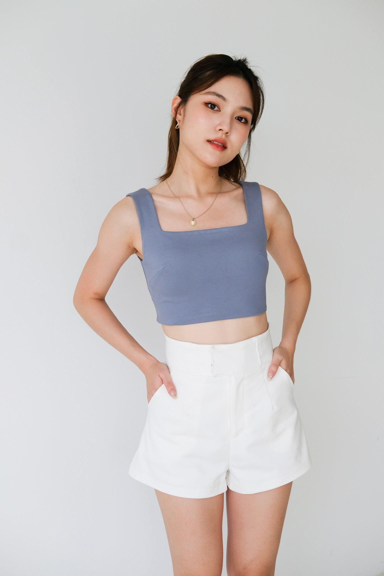 Classic Padded Cami Top (Steel Blue)